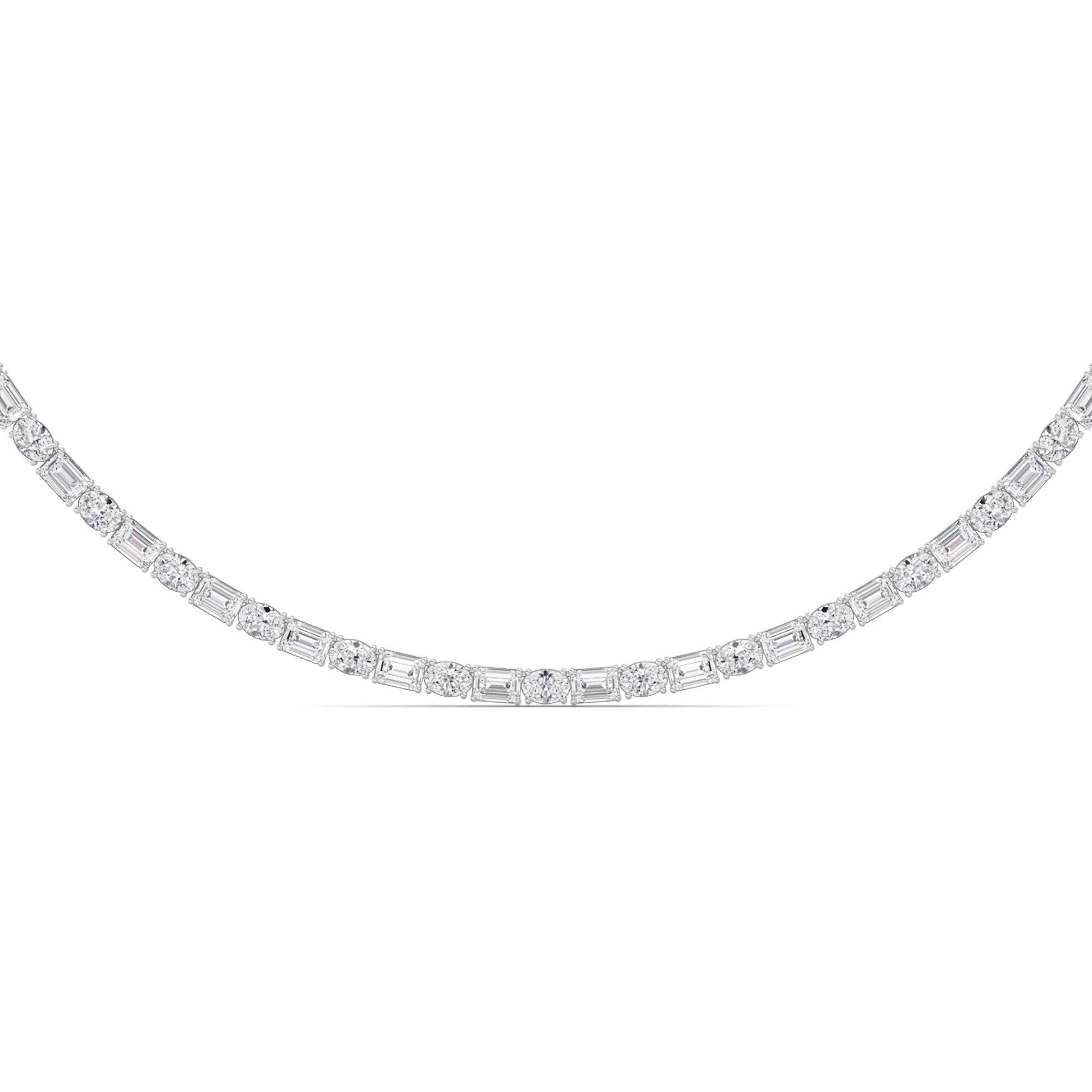25.00 CT Emerald Diamond Necklace in 14K White Gold