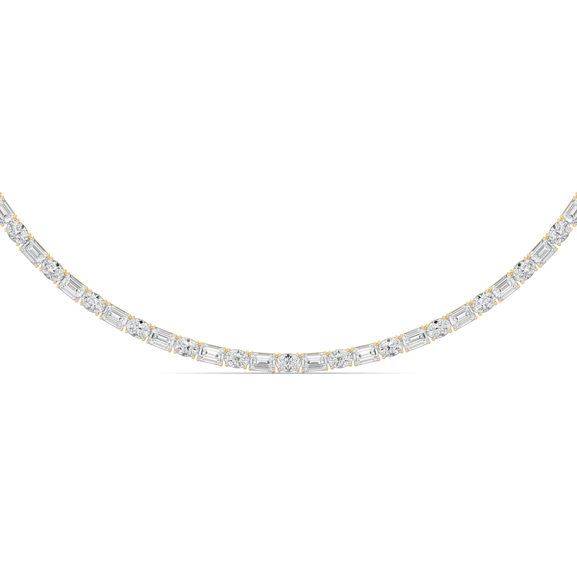 25.00 CT Emerald Diamond Necklace in 14K Yellow Gold