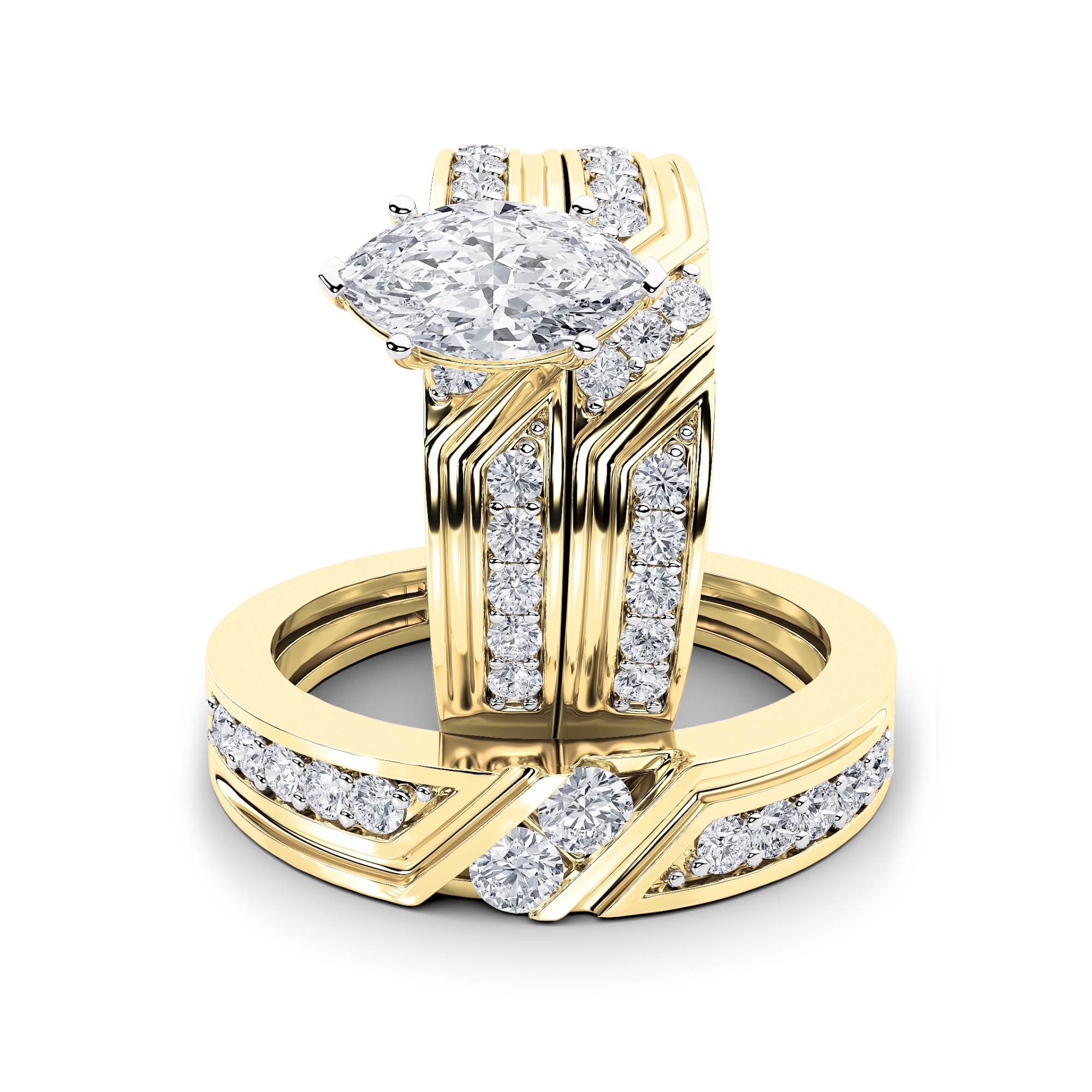2.00 CT Marquise Diamond Ring in 14K Yellow Gold