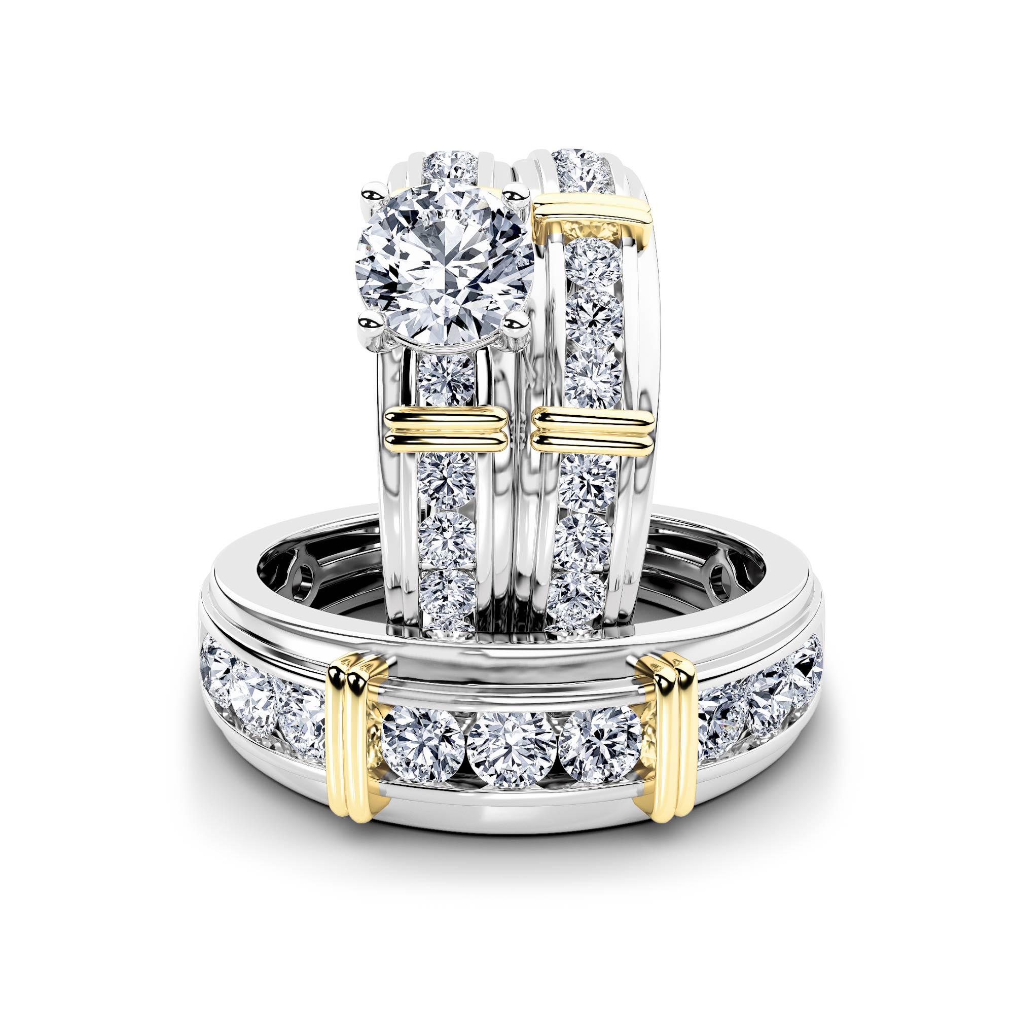 3.00 CT Round Diamond Ring in 14K White Gold|14K Yellow Gold