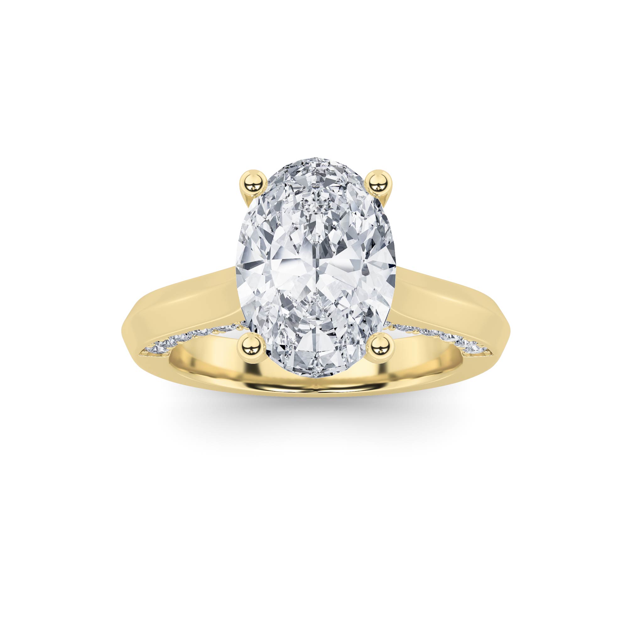 3.00 CT Oval Diamond Ring in 14K Yellow Gold
