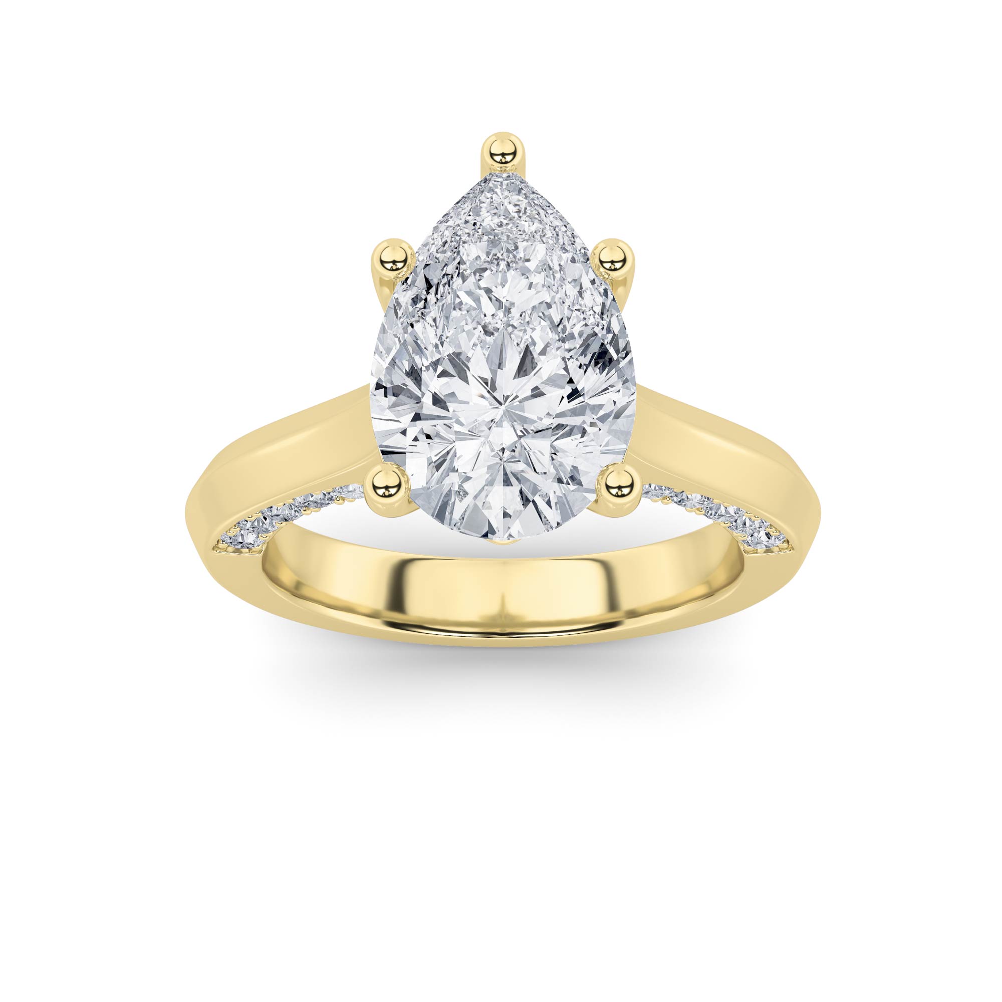 3.00 CT Pear Diamond Ring in 14K Yellow Gold