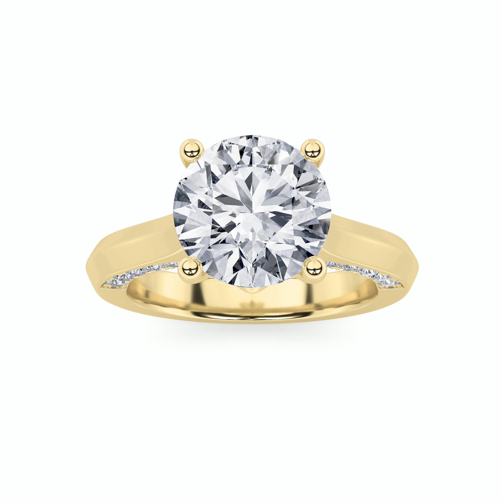 3.00 CT Round Diamond Ring in 14K Yellow Gold