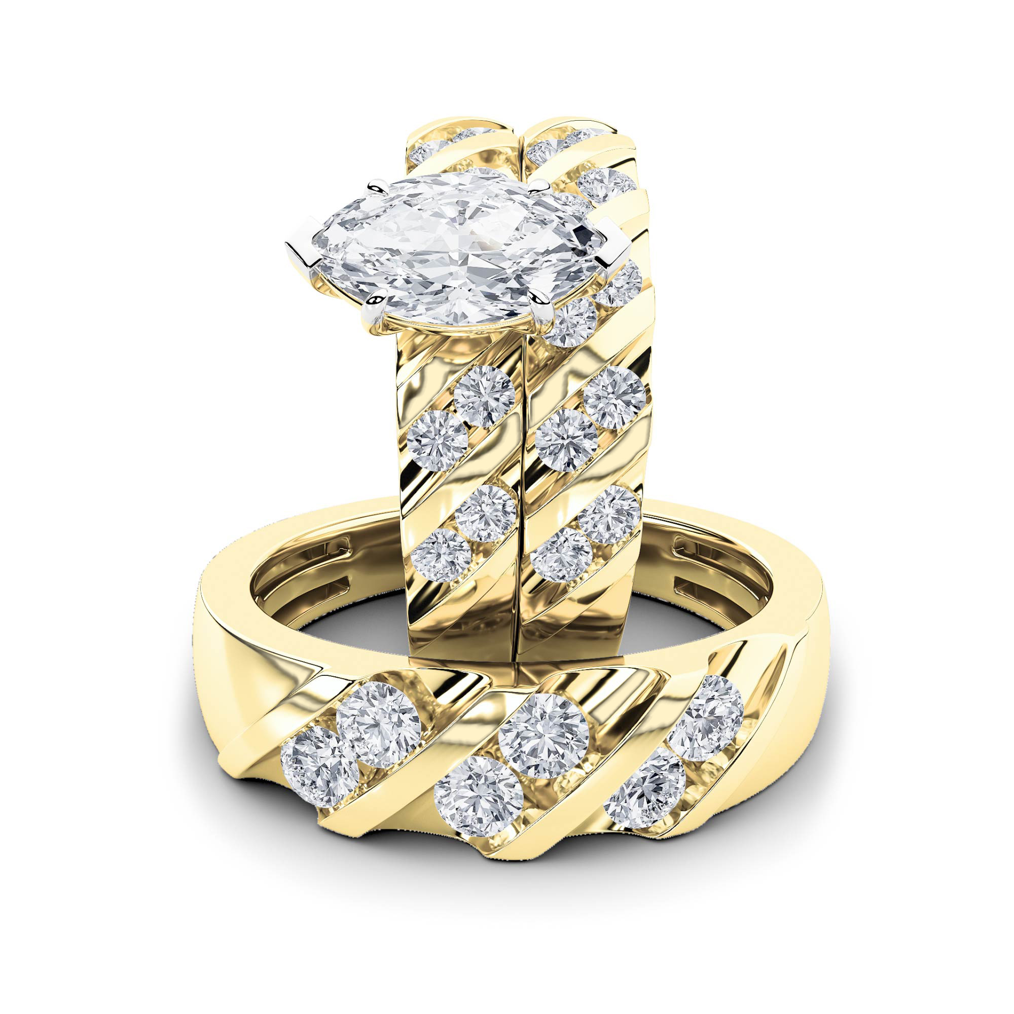 3.00 CT Marquise Diamond Ring in 14K Yellow Gold
