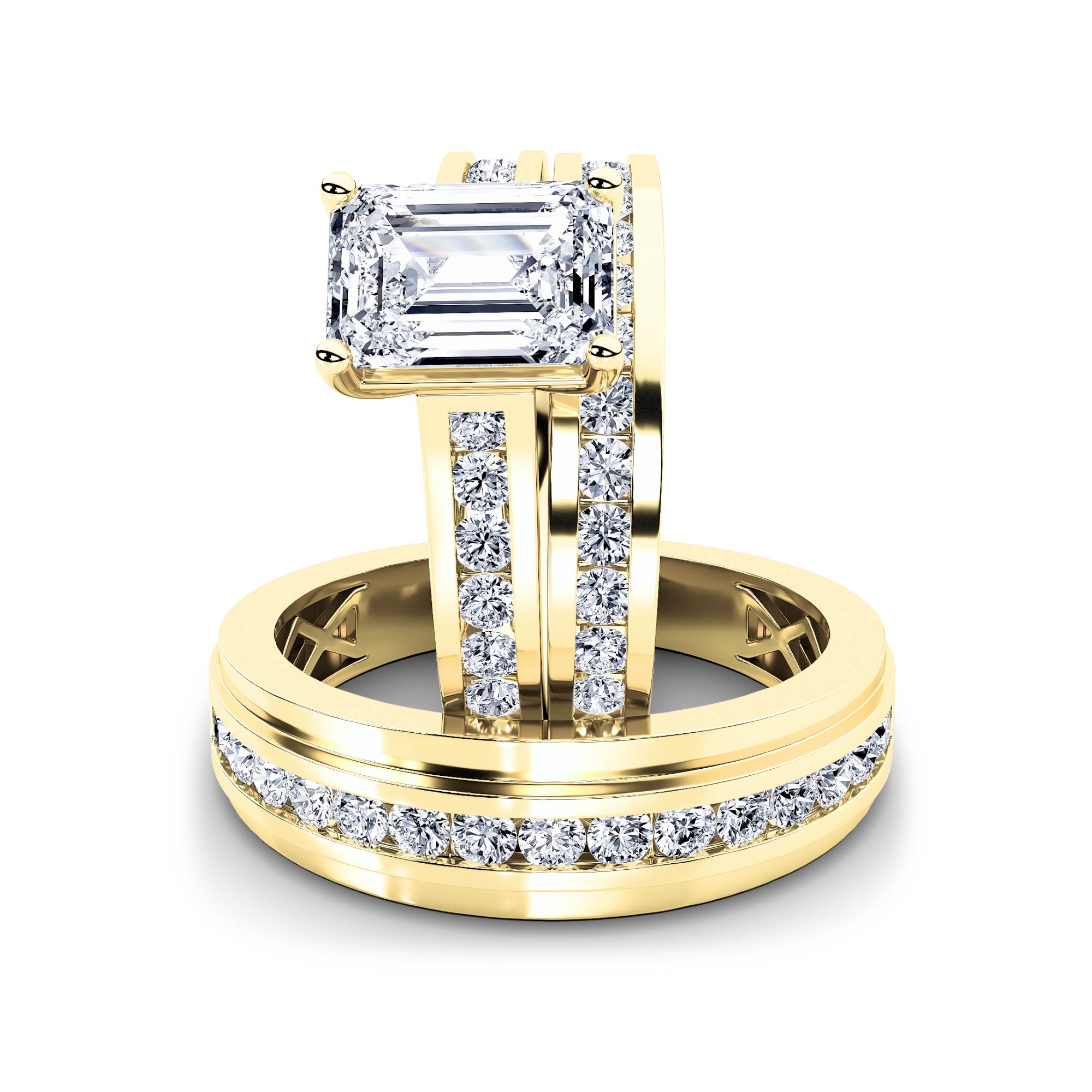 3.50 CT Emerald Diamond Ring in 14K Yellow Gold