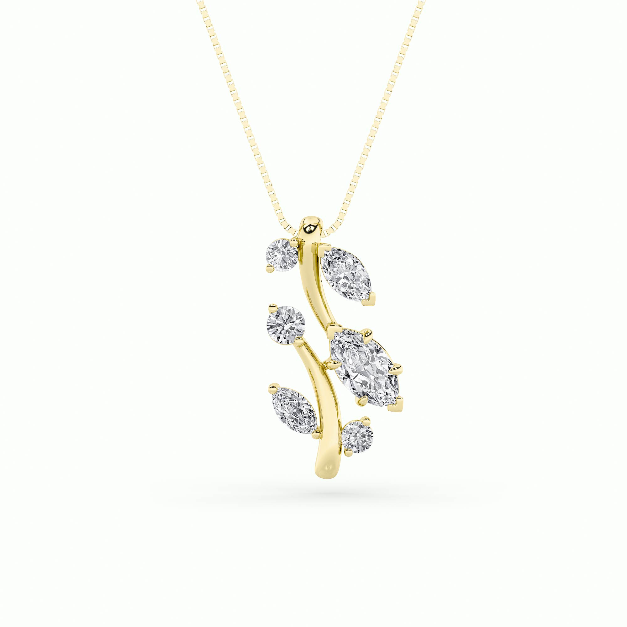 1.50 CT Marquise Diamond Necklace in 14K Yellow Gold