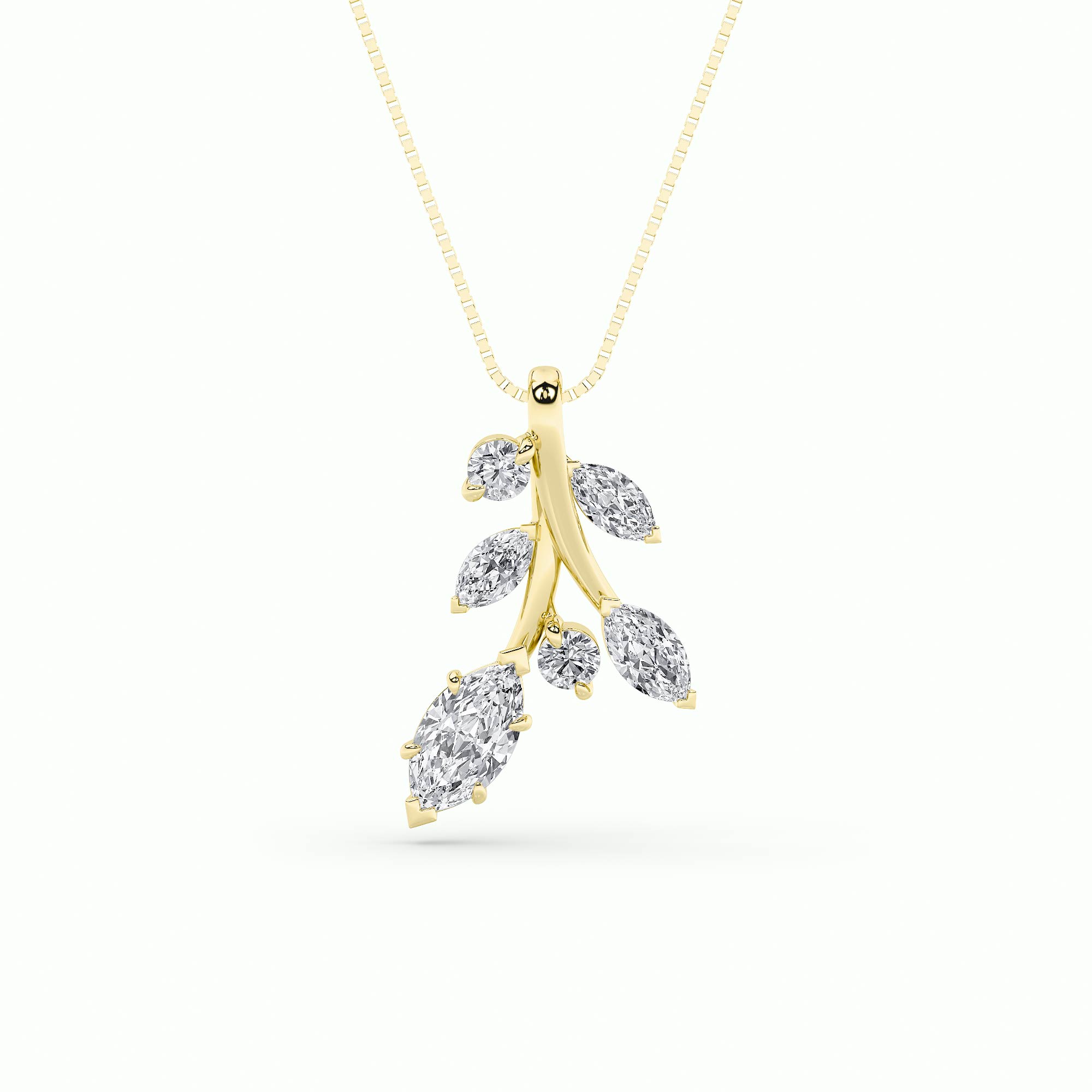 1.50 CT Marquise Diamond Necklace in 14K Yellow Gold