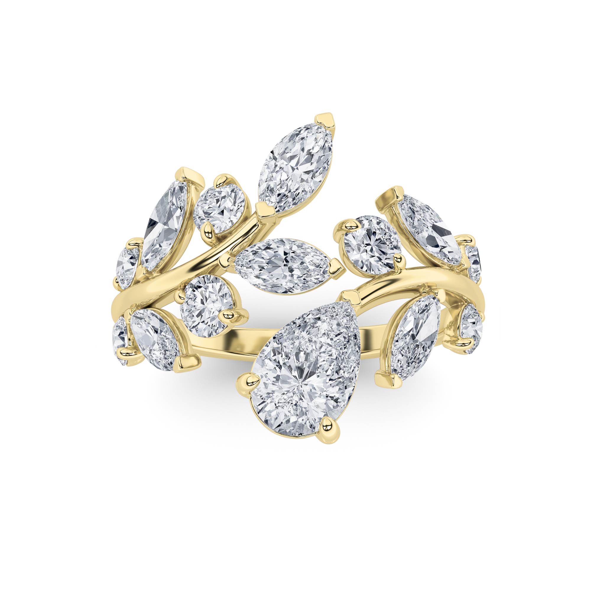 2.00 CT Pear Diamond Ring in 14K Yellow Gold