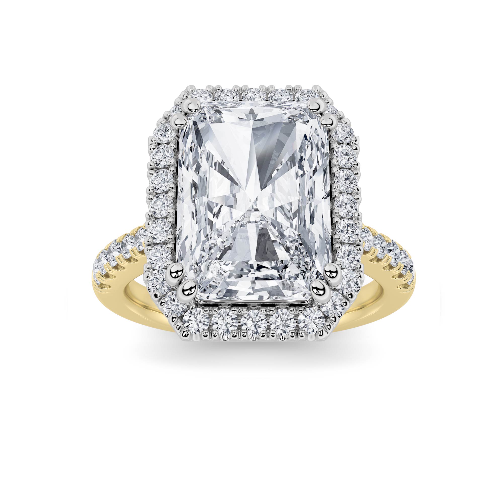 5.5Cttw Radiant Shaped Lab Grown Diamond (F/VS)  Ring in 14K Gold