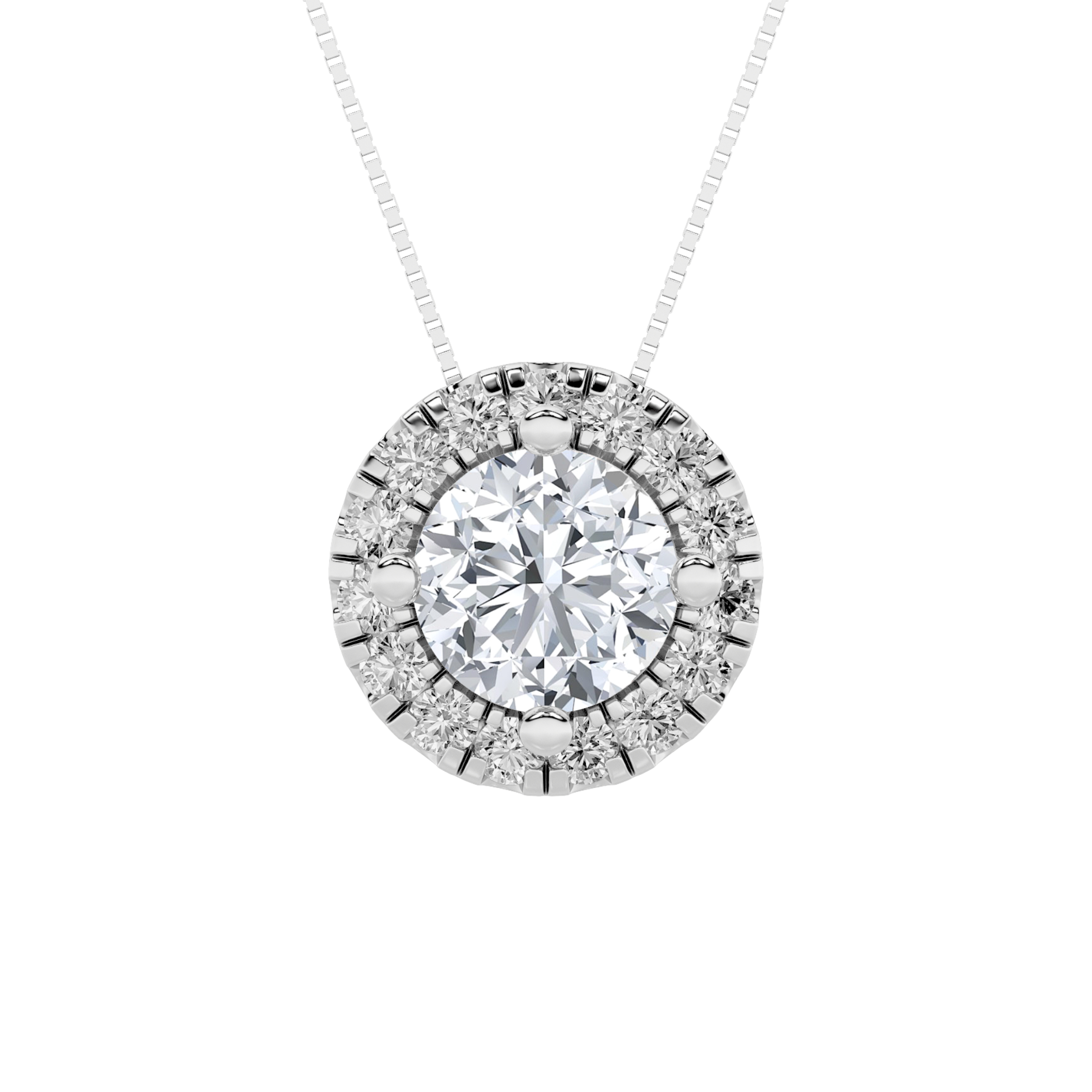 1.25 CT Round Diamond Necklace in 14K White Gold