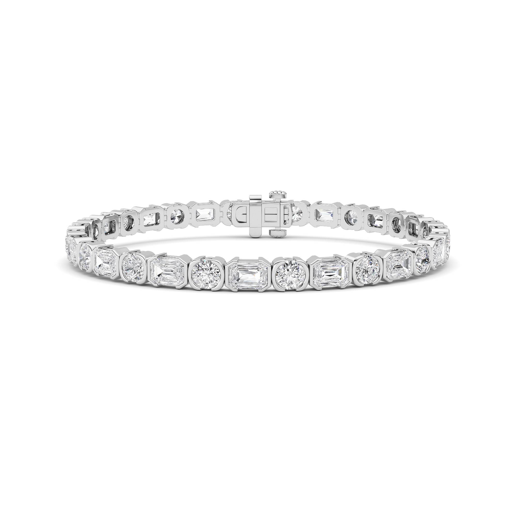 13.00 CT Emerald Diamond Bracelet in 14K White Gold