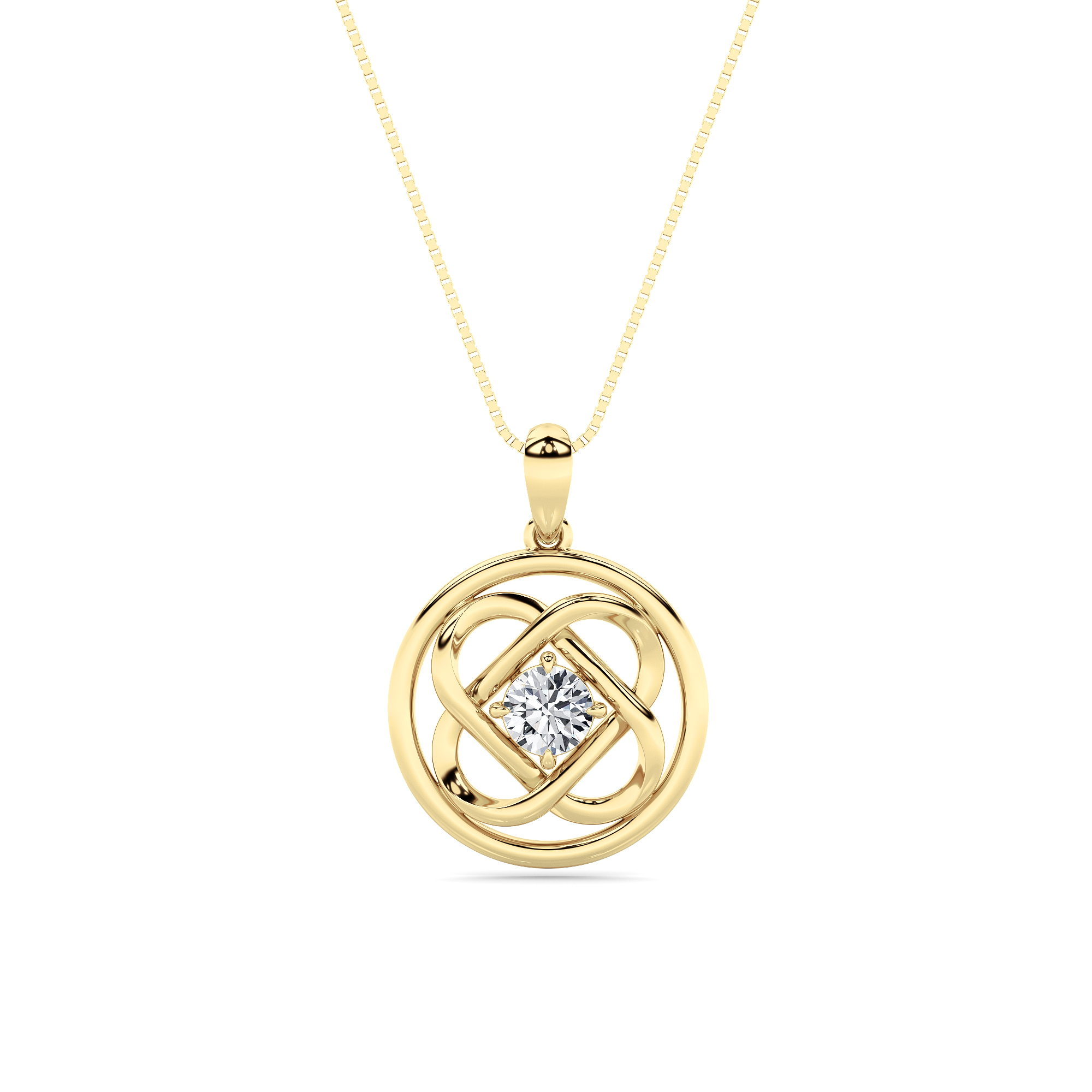 0.50 CT Round Diamond Necklace in 10K Yellow Gold