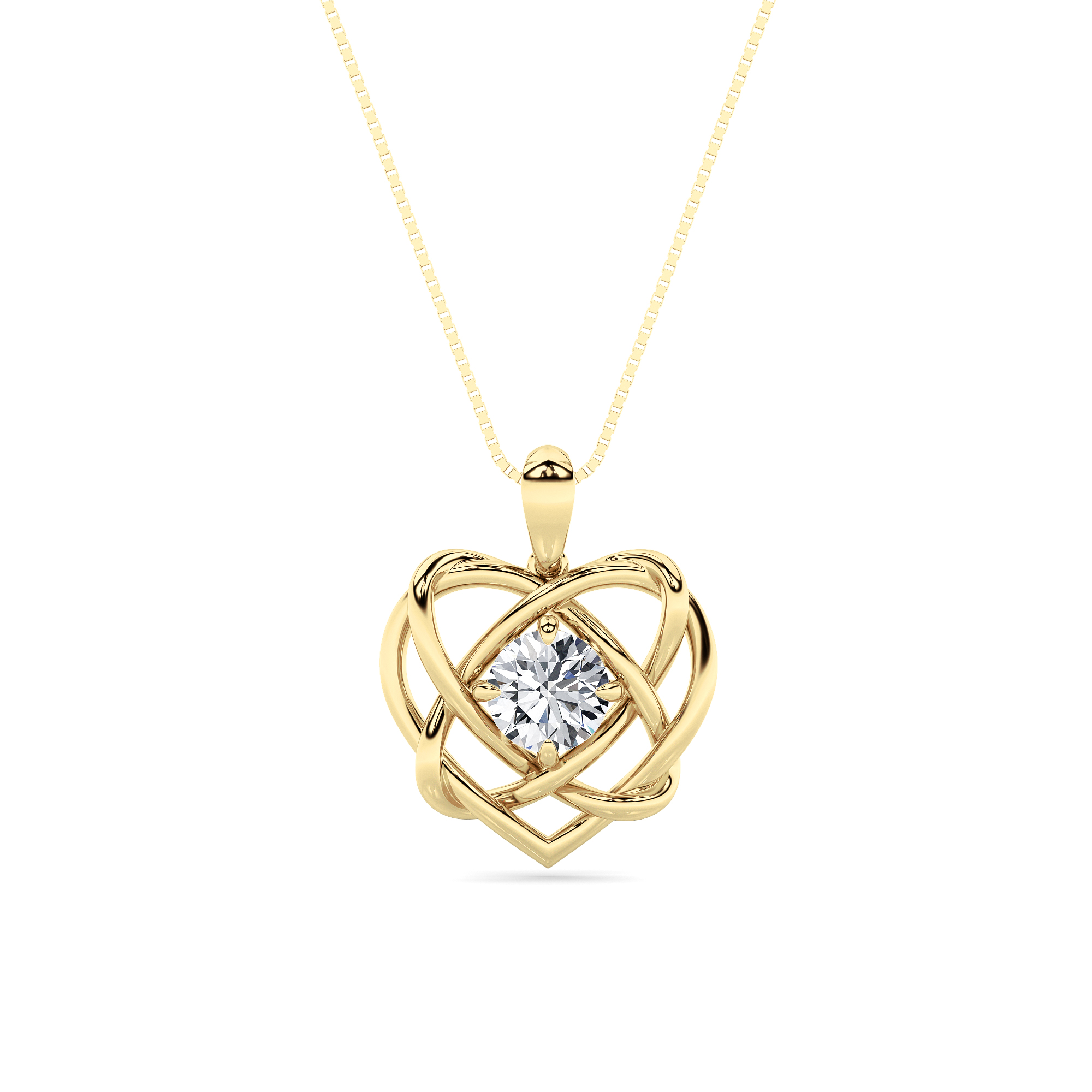 1.00 CT Round Diamond Necklace in 10K Yellow Gold