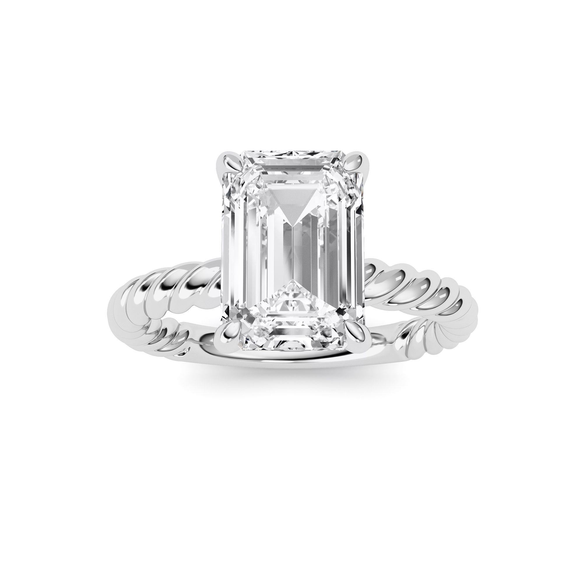 3.00 CT Emerald Diamond Ring in 14K White Gold