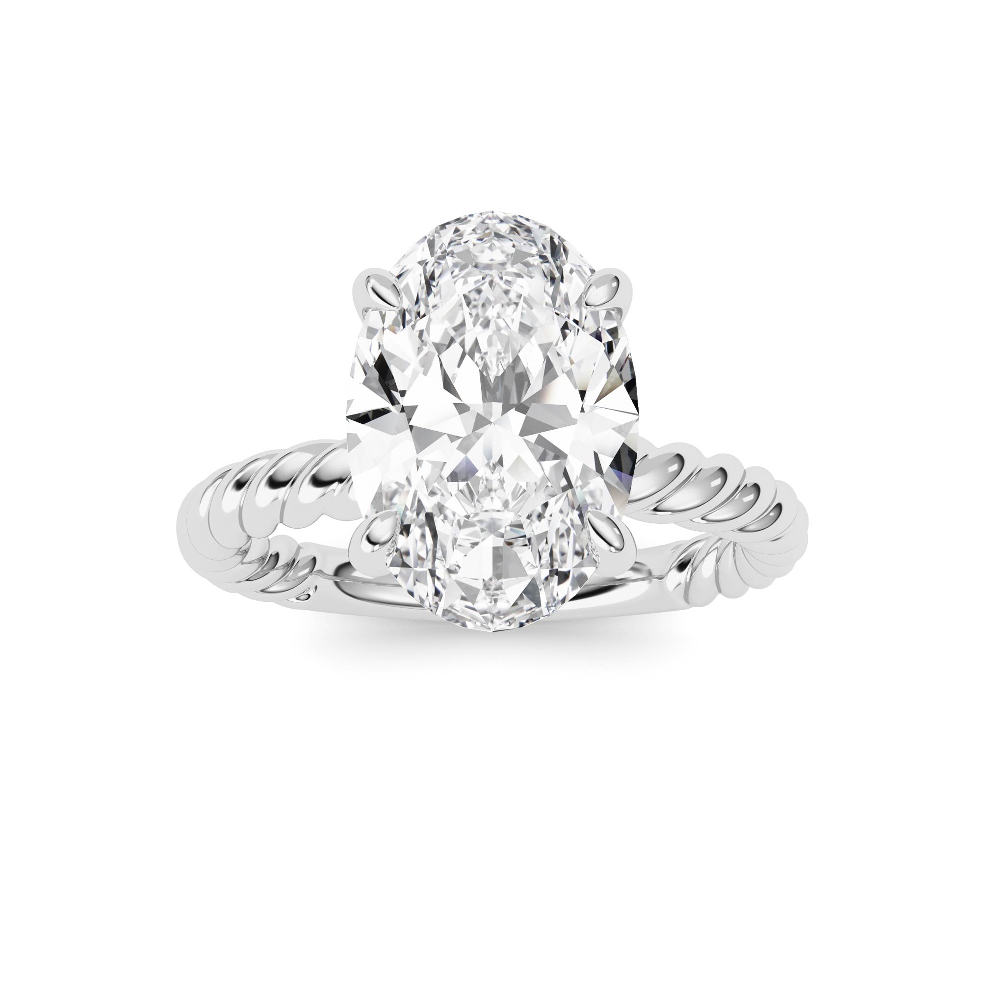3.00 CT Oval Diamond Ring in 14K White Gold