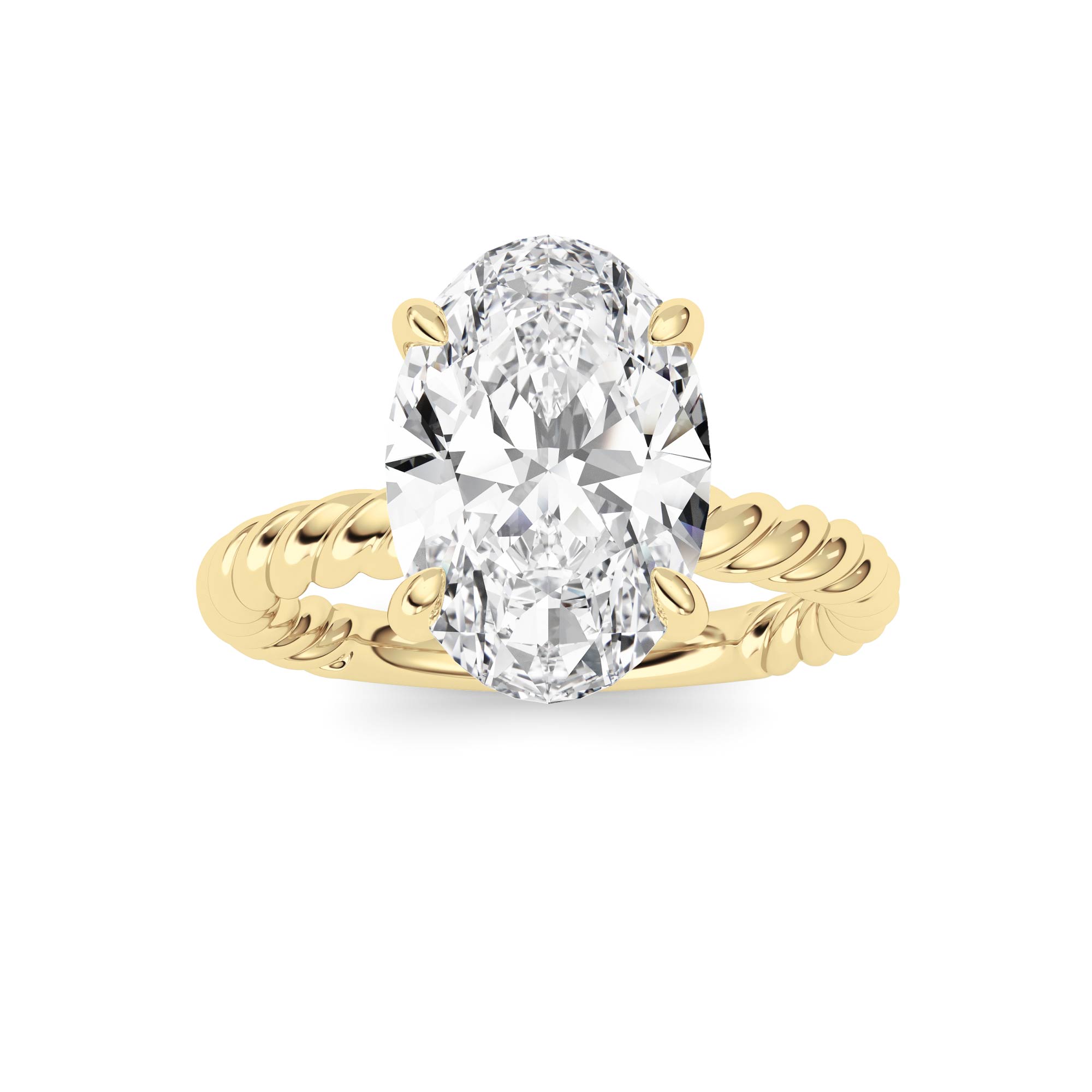 3.00 CT Oval Diamond Ring in 14K Yellow Gold