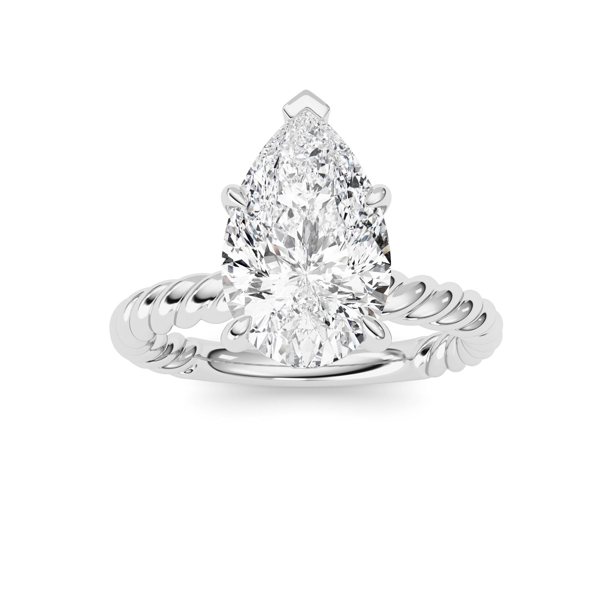 3.00 CT Pear Diamond Ring in 14K White Gold