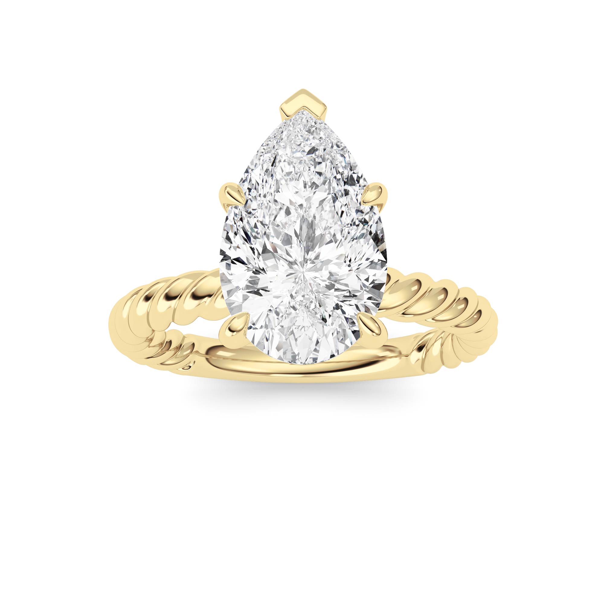 3.00 CT Pear Diamond Ring in 14K Yellow Gold