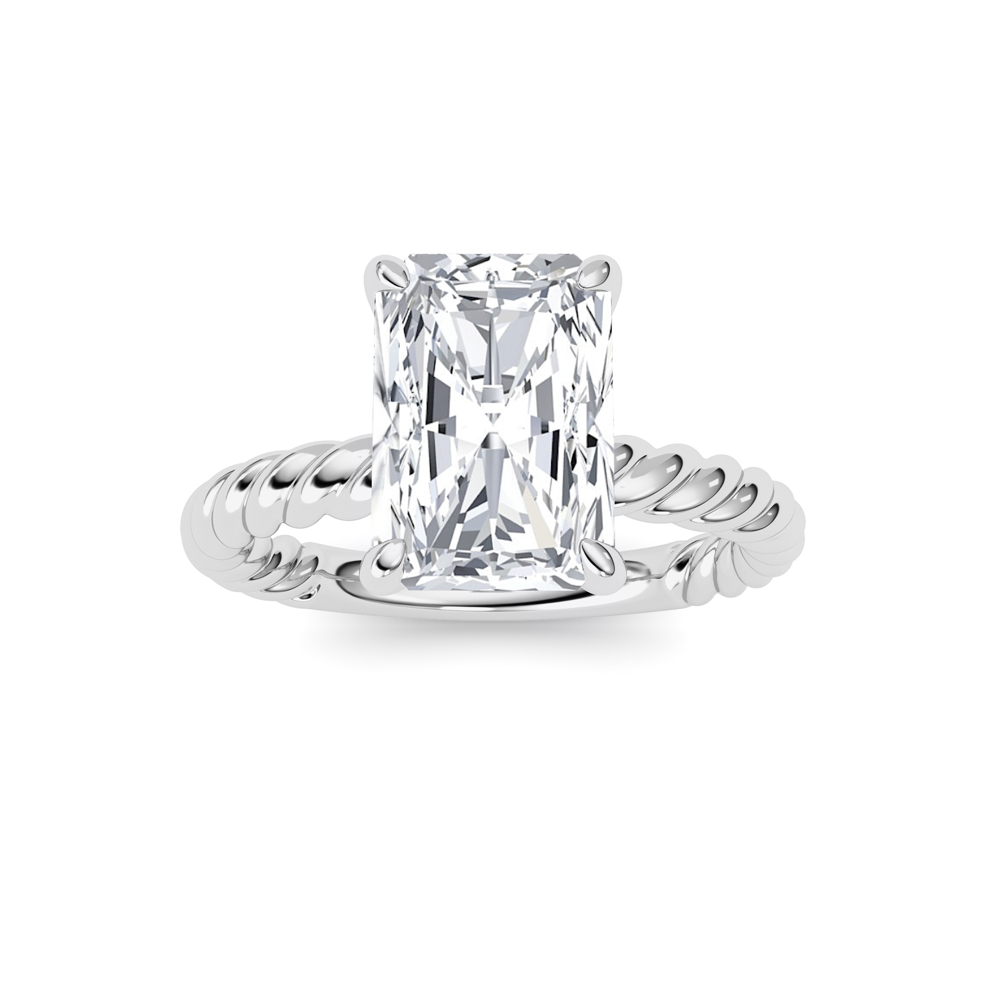 3.00 CT Radiant Diamond Ring in 14K White Gold