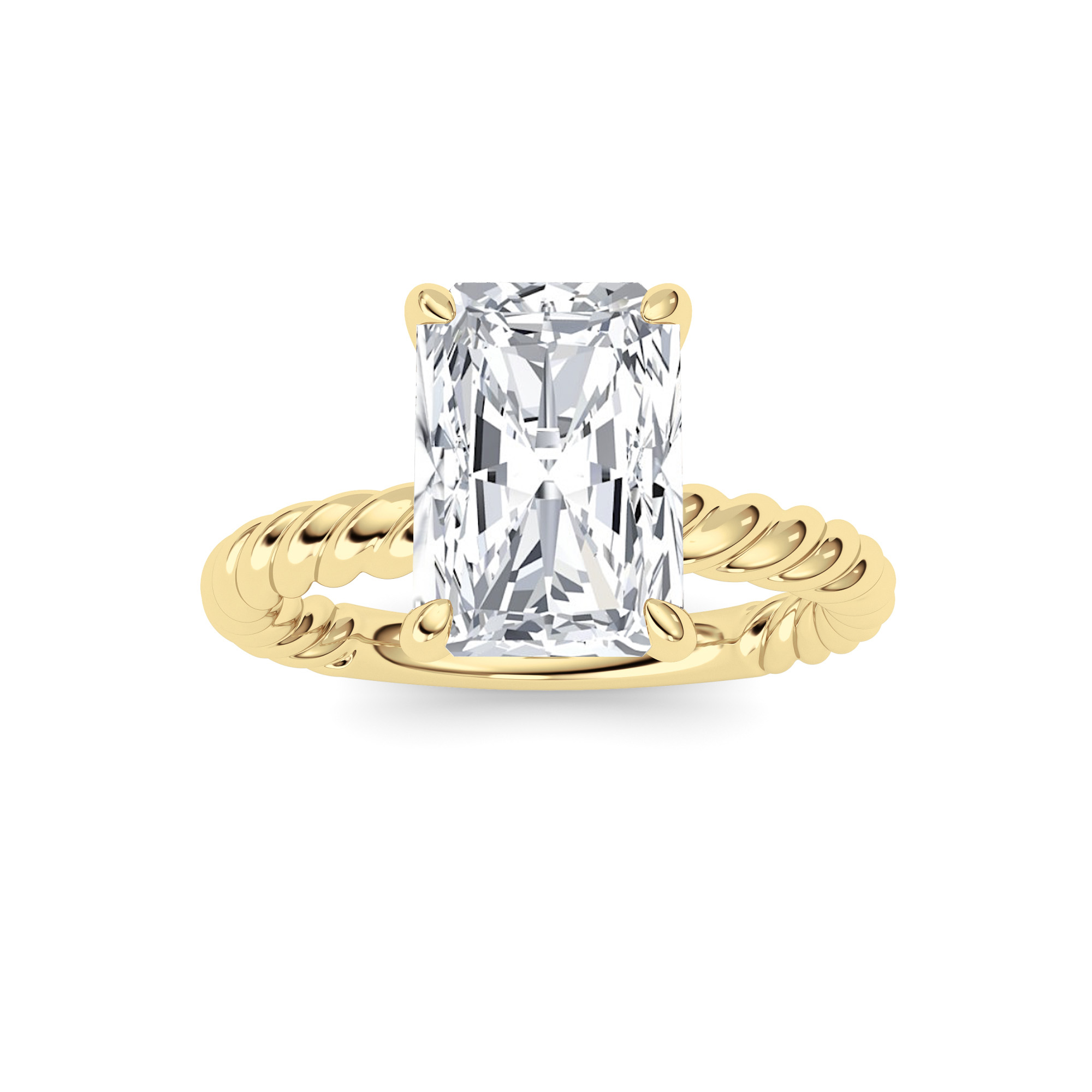 3.00 CT Radiant Diamond Ring in 14K Yellow Gold