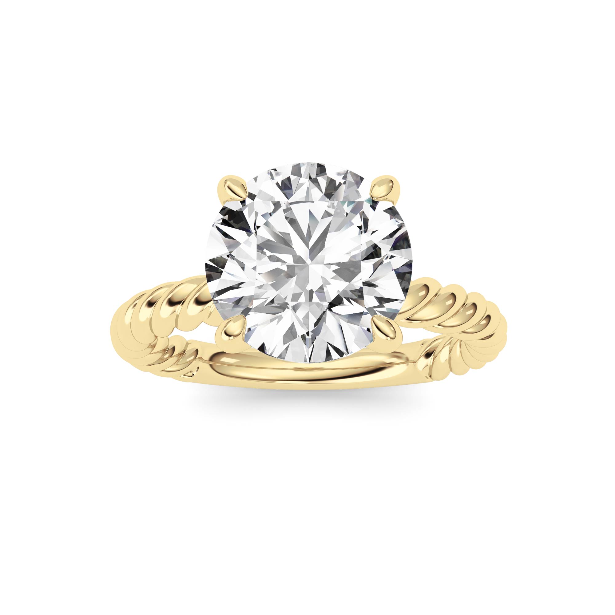 3.00 CT Round Diamond Ring in 14K Yellow Gold