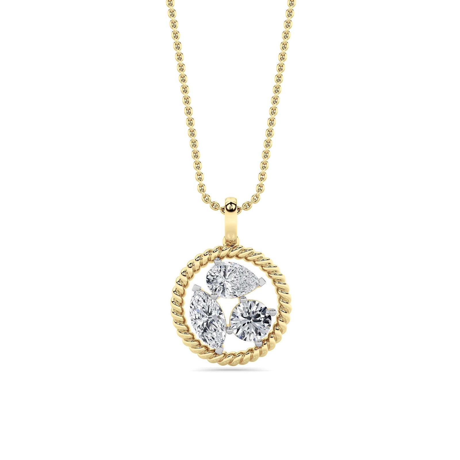 0.00 CT Mixed Diamond Necklace in 14K White Gold / 14K Yellow Gold