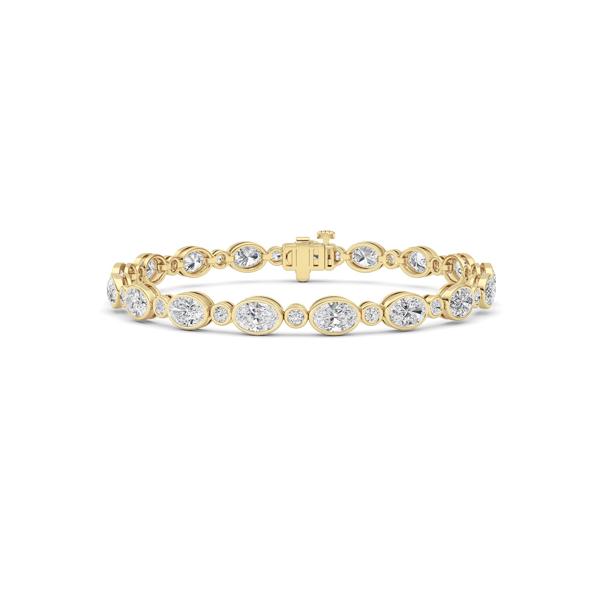 8Cttw Oval And Round Lab Grown Diamond (F/VS ) Bezel Set Bracelet in 14K Gold