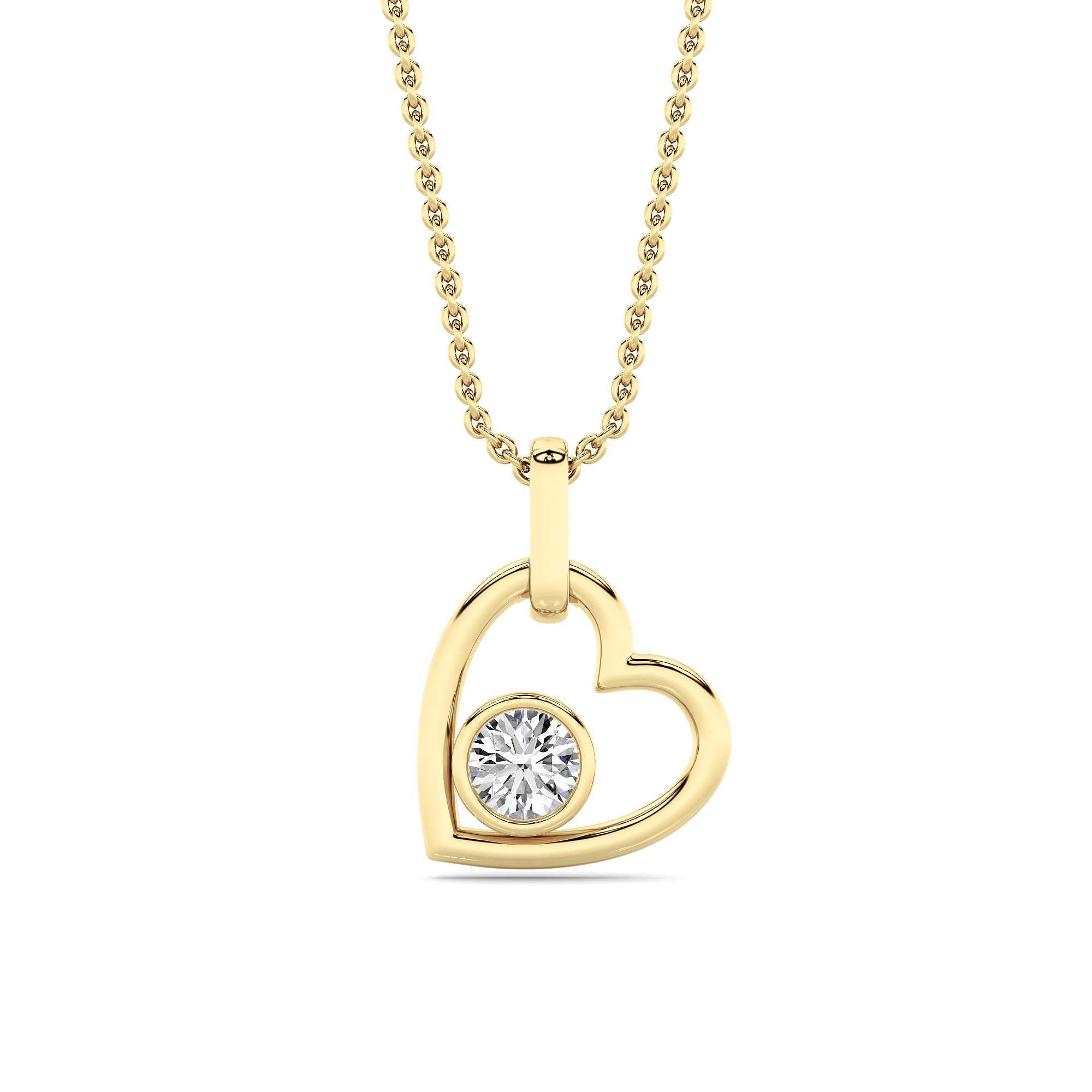 0.33 CT Round Diamond Necklace in 14K Yellow Gold