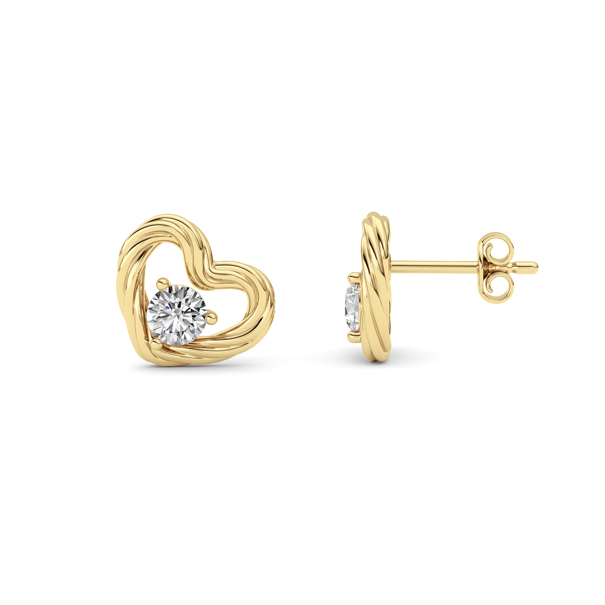 0.50 CT Round Diamond Earring in Silver|14K Yellow Gold