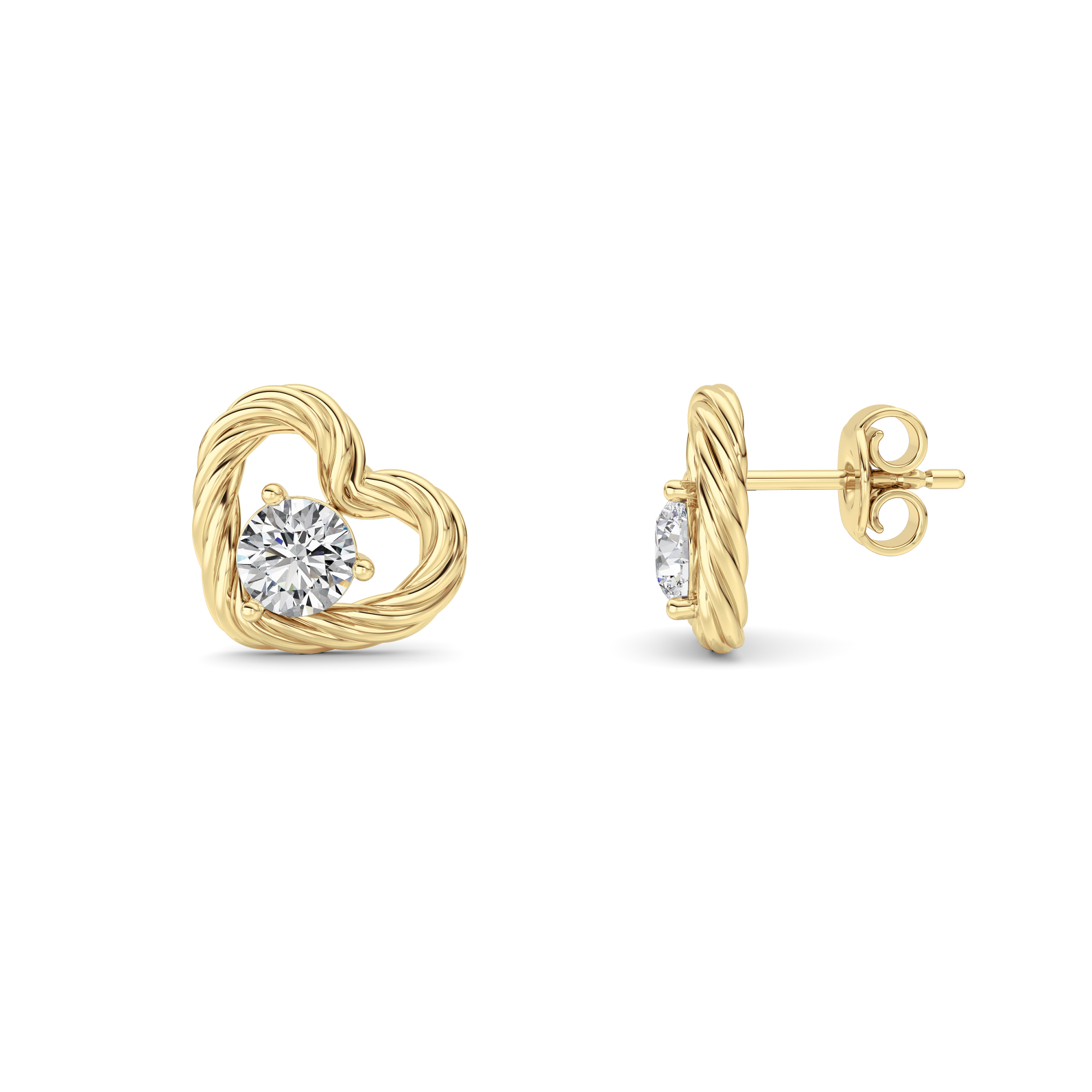 1.00 CT Round Diamond Earring in Silver|14K Yellow Gold