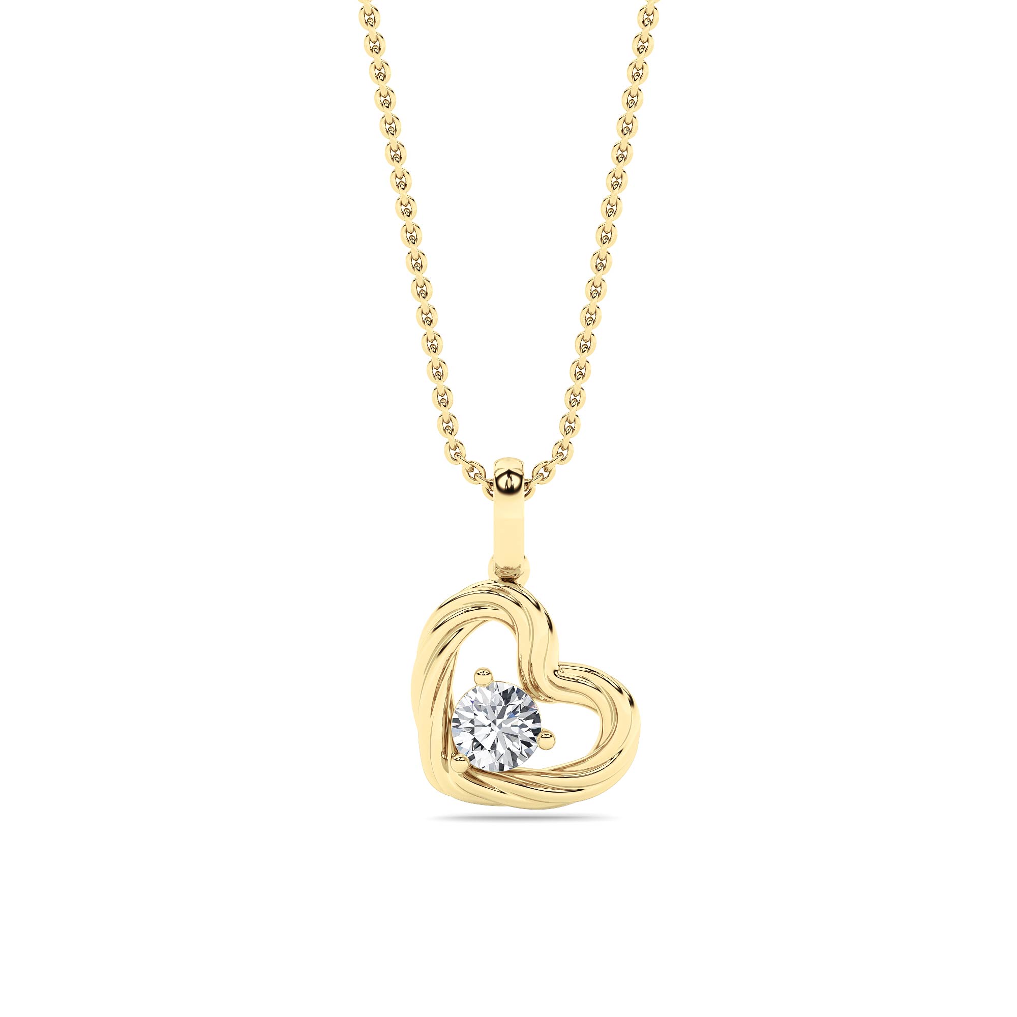 Round Lab Grown Diamond  (F/VS ) Heart-Pendant Pendant in 14K Gold over sterling Silver