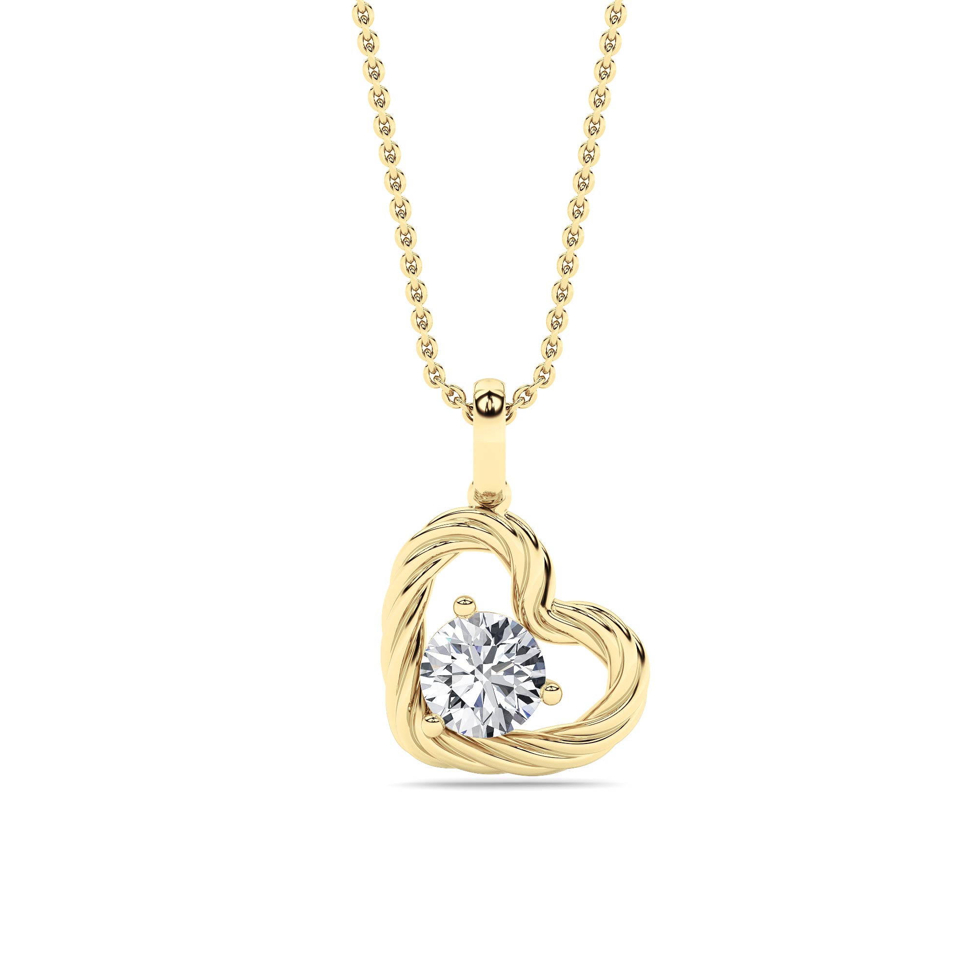 0.75 CT Round Diamond Necklace in Silver|14K Yellow Gold