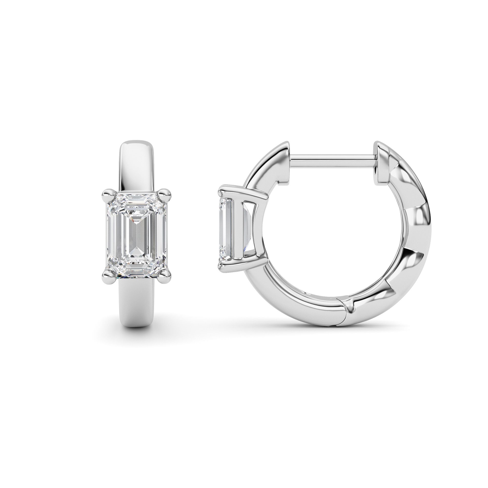 1.00 CT Emerald Diamond Earring in 14K White Gold