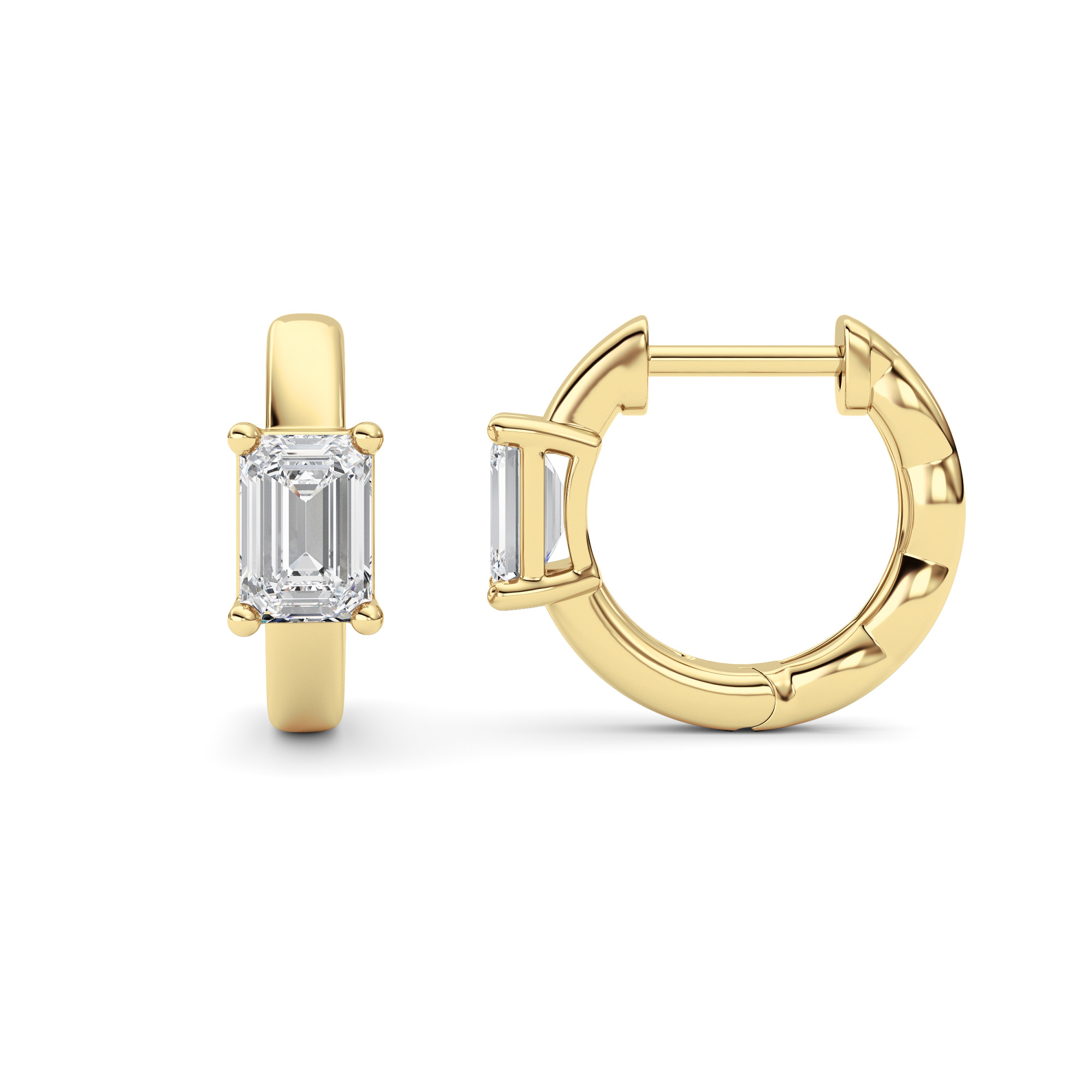 1.00 CT Emerald Diamond Earring in 14K Yellow Gold