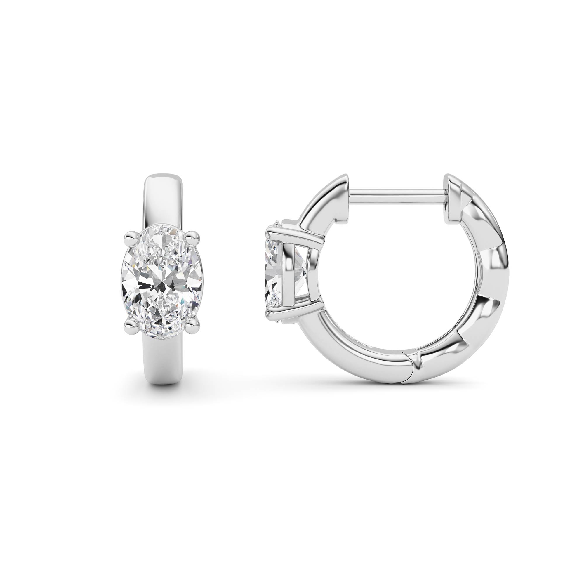 1.00 CT Oval Diamond Earring in 14K White Gold