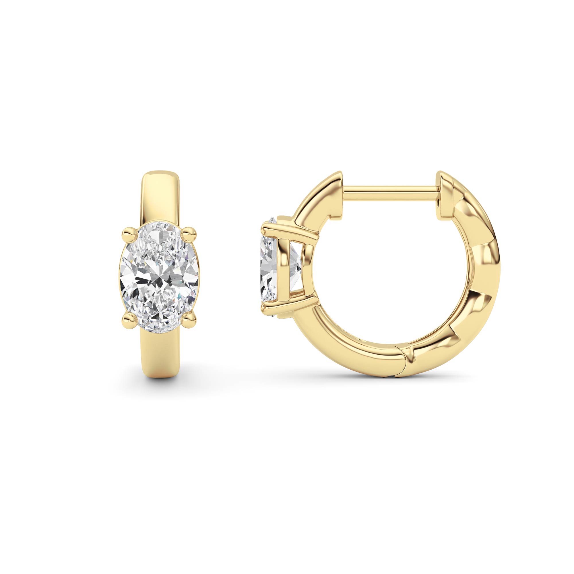 1.00 CT Oval Diamond Earring in 14K Yellow Gold