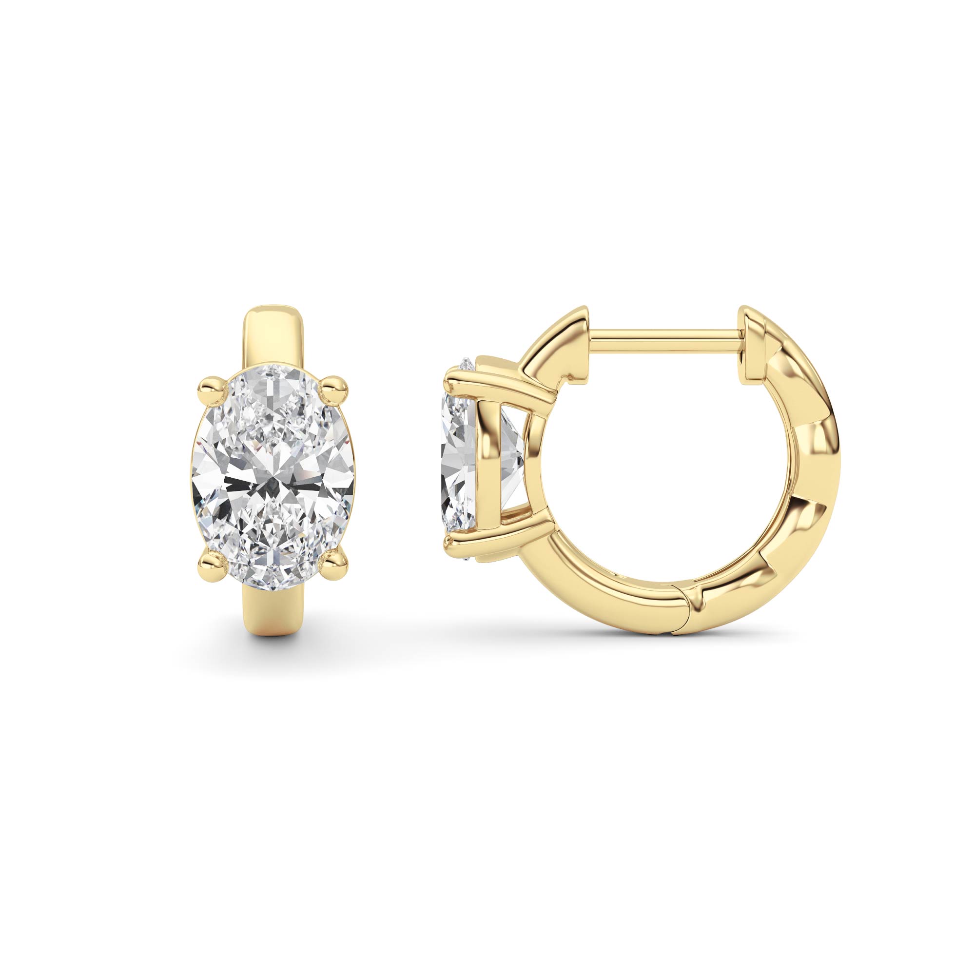 2.00 CT Oval Diamond Earring in 14K Yellow Gold