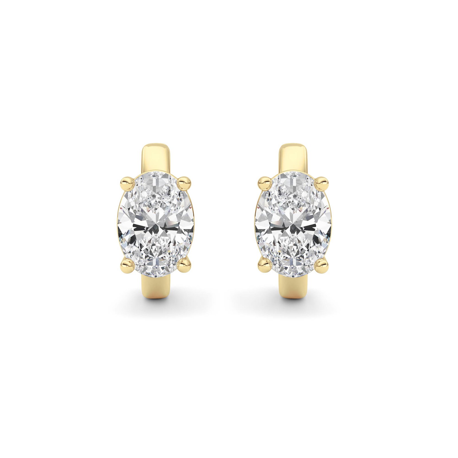 0.00 CT Oval Diamond Earring in 14K White Gold / 14K Yellow Gold
