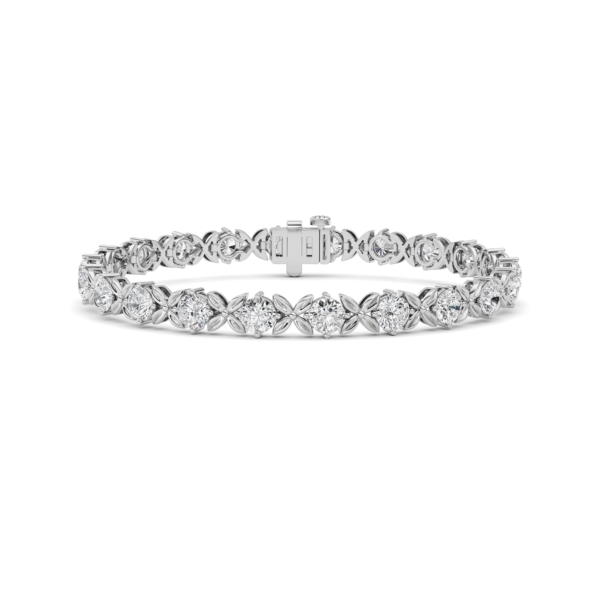 7.00 CT Round Diamond Bracelet in 14K White Gold