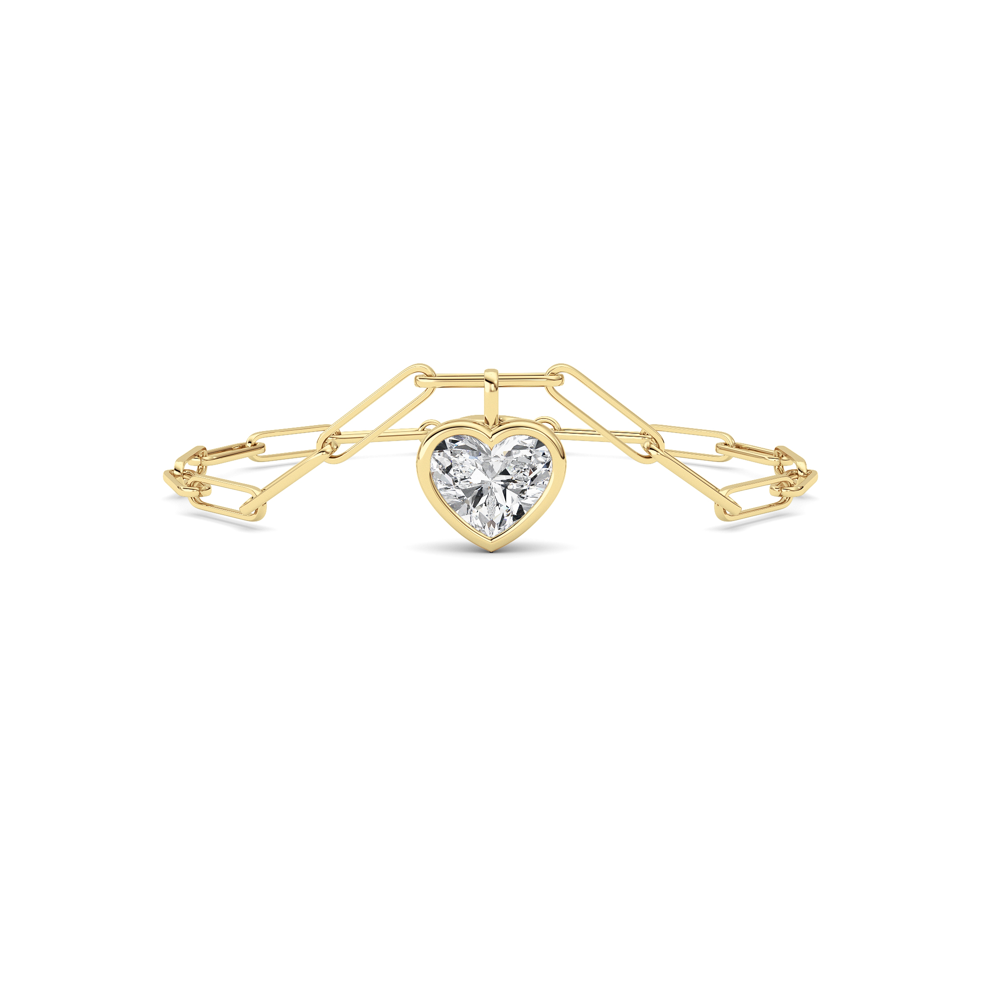 3Cttw Heart Lab Grown Diamond (F/VS ) Bezel Set Bracelet in 14K Gold
