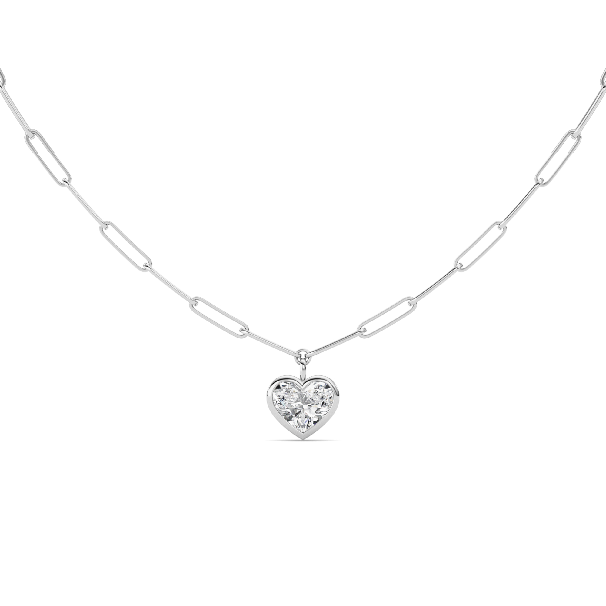 4.00 CT Heart Diamond Necklace in 14K White Gold