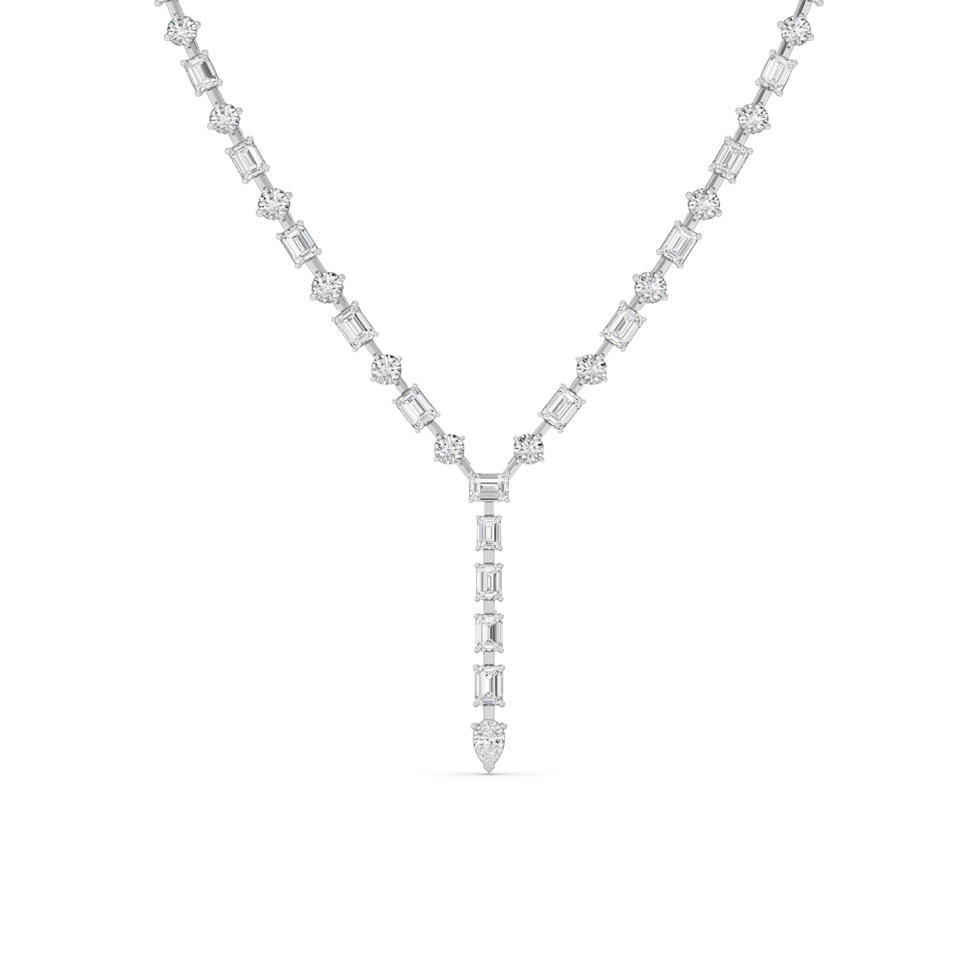 20.00 CT Emerald Diamond Necklace in 14K White Gold