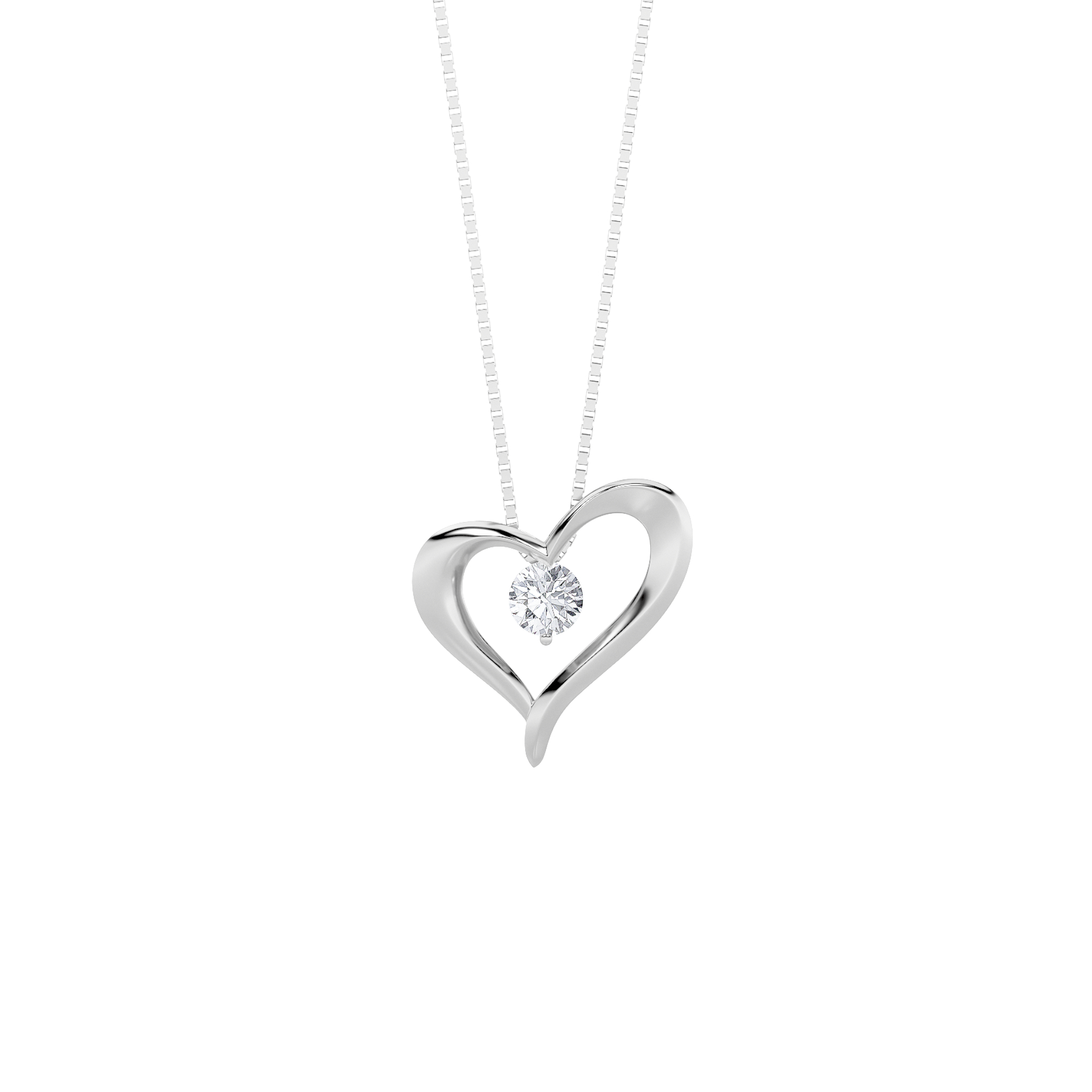 1.00 CT Round Diamond Necklace in 14K White Gold