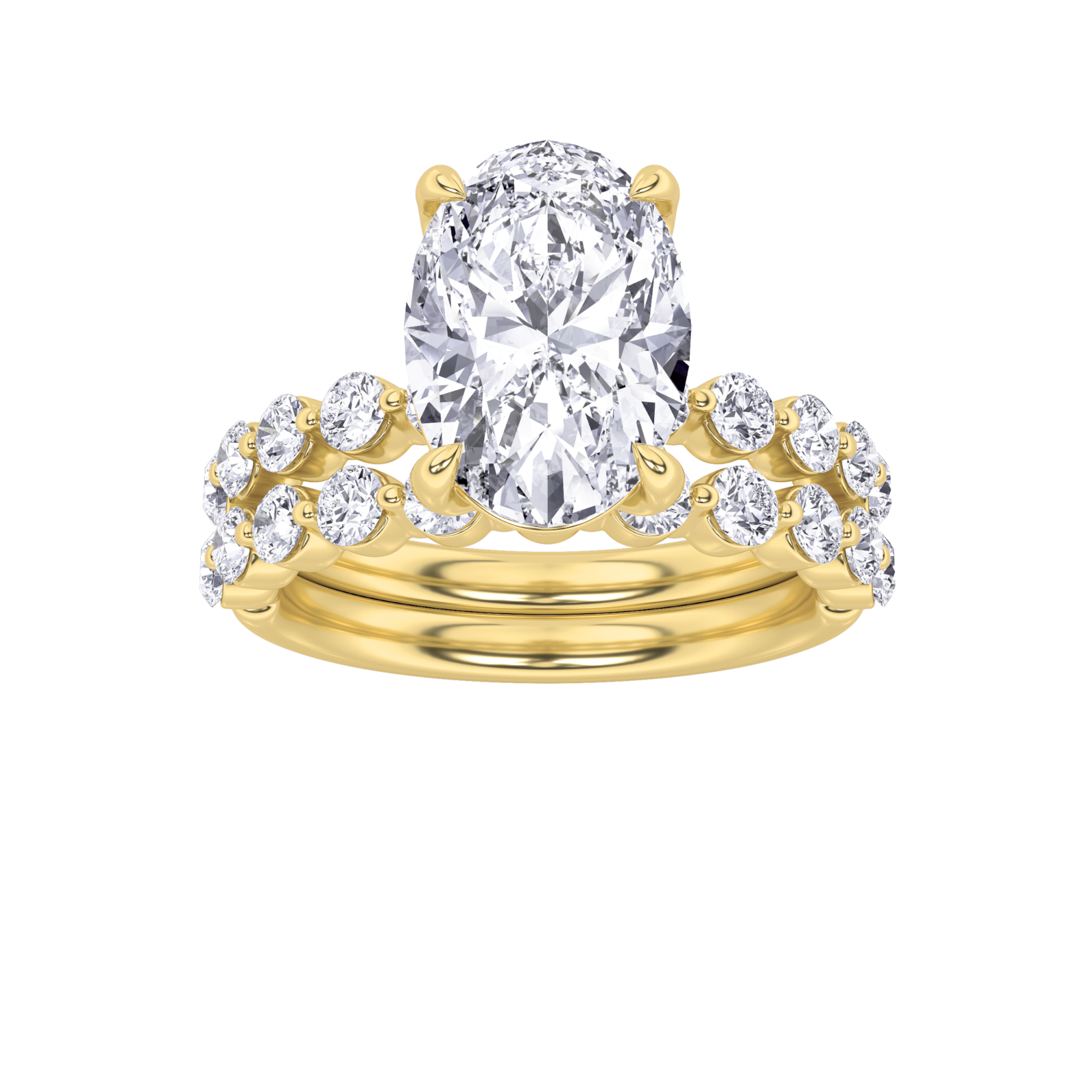3.75 CT Oval Diamond Ring in 14K Yellow Gold