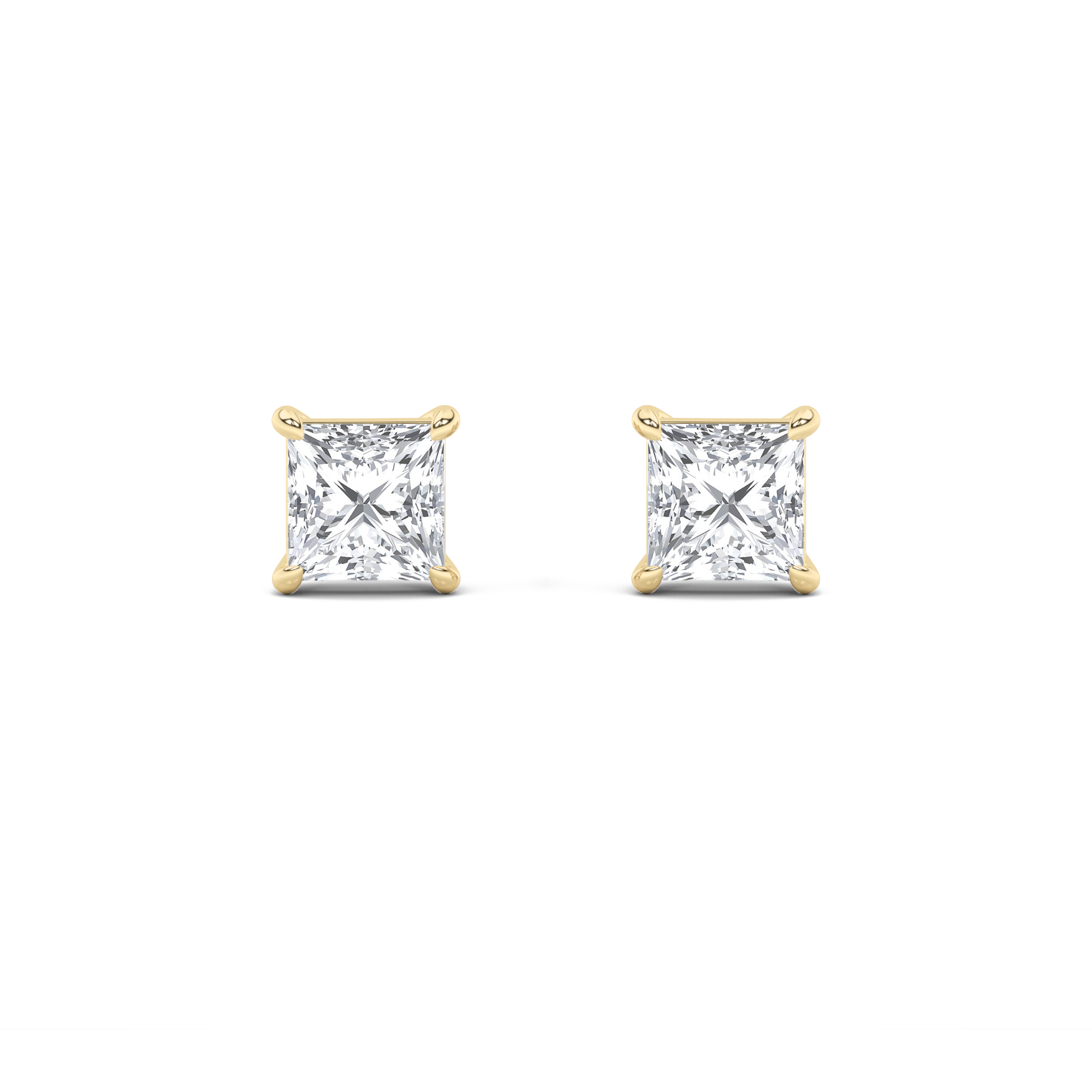 2.00 CT Princess Diamond Earring in 14K Yellow Gold