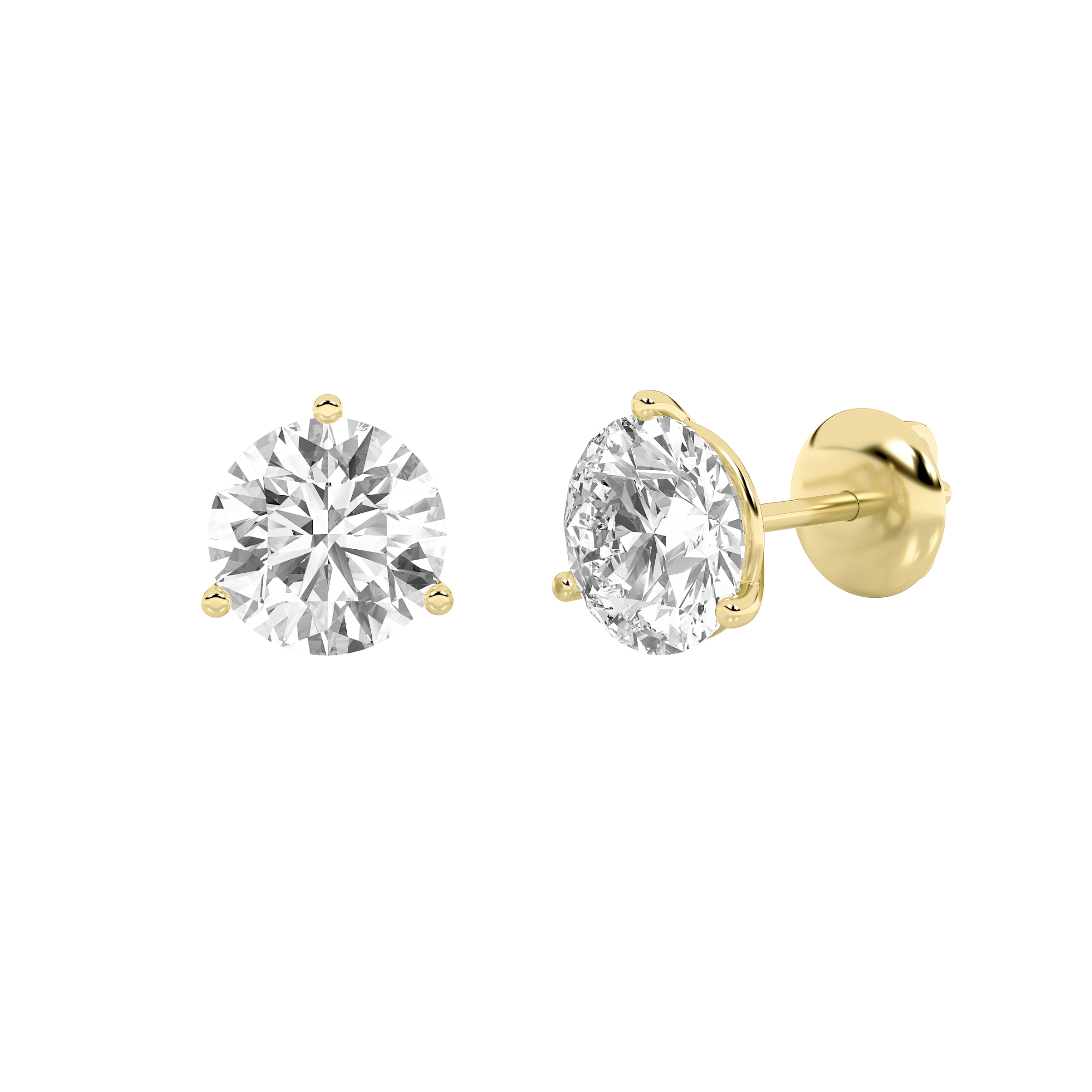 2.00 CT Round Diamond Earring in 14K Yellow Gold