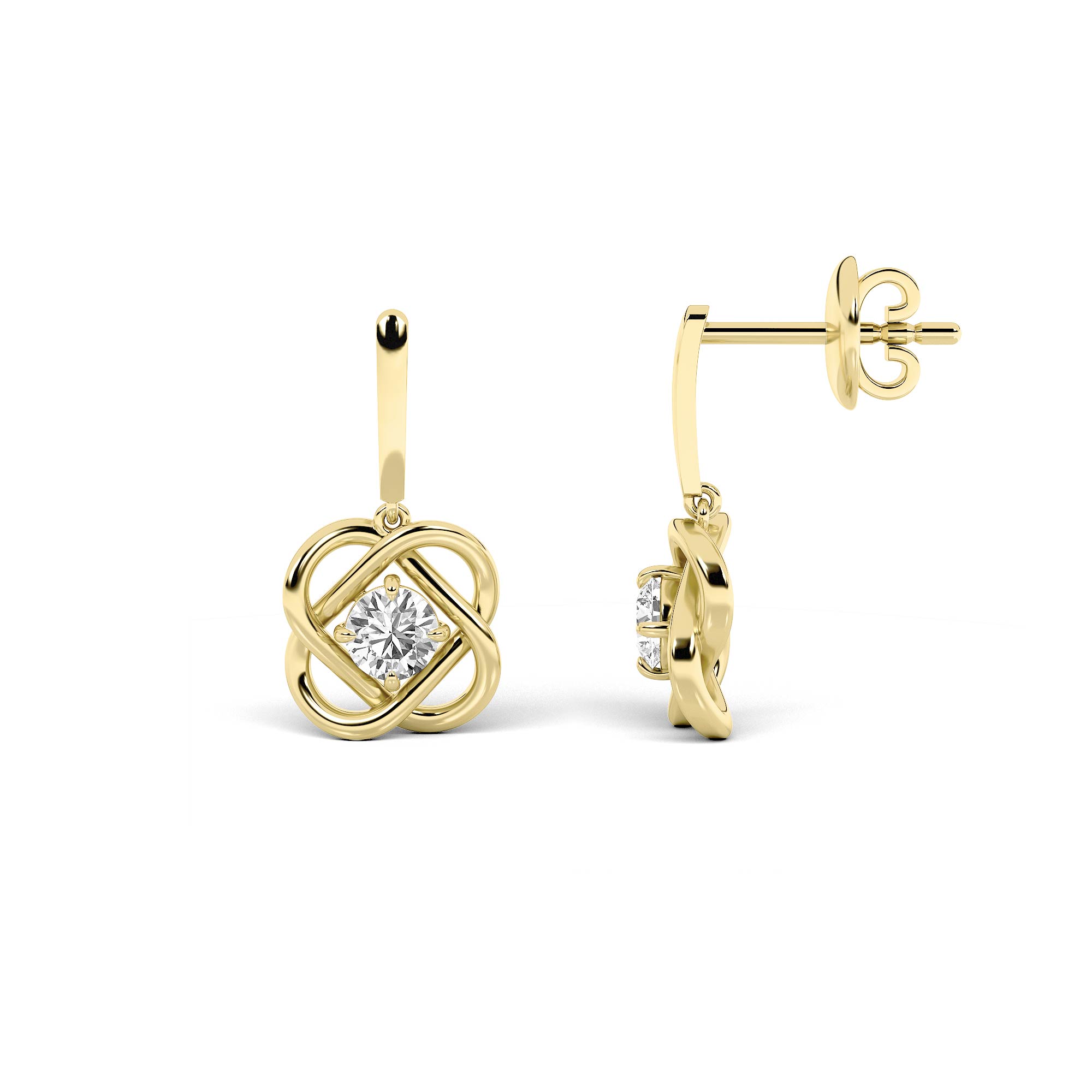 0.00 CT Diamond Earring in Silver|18K Yellow Gold