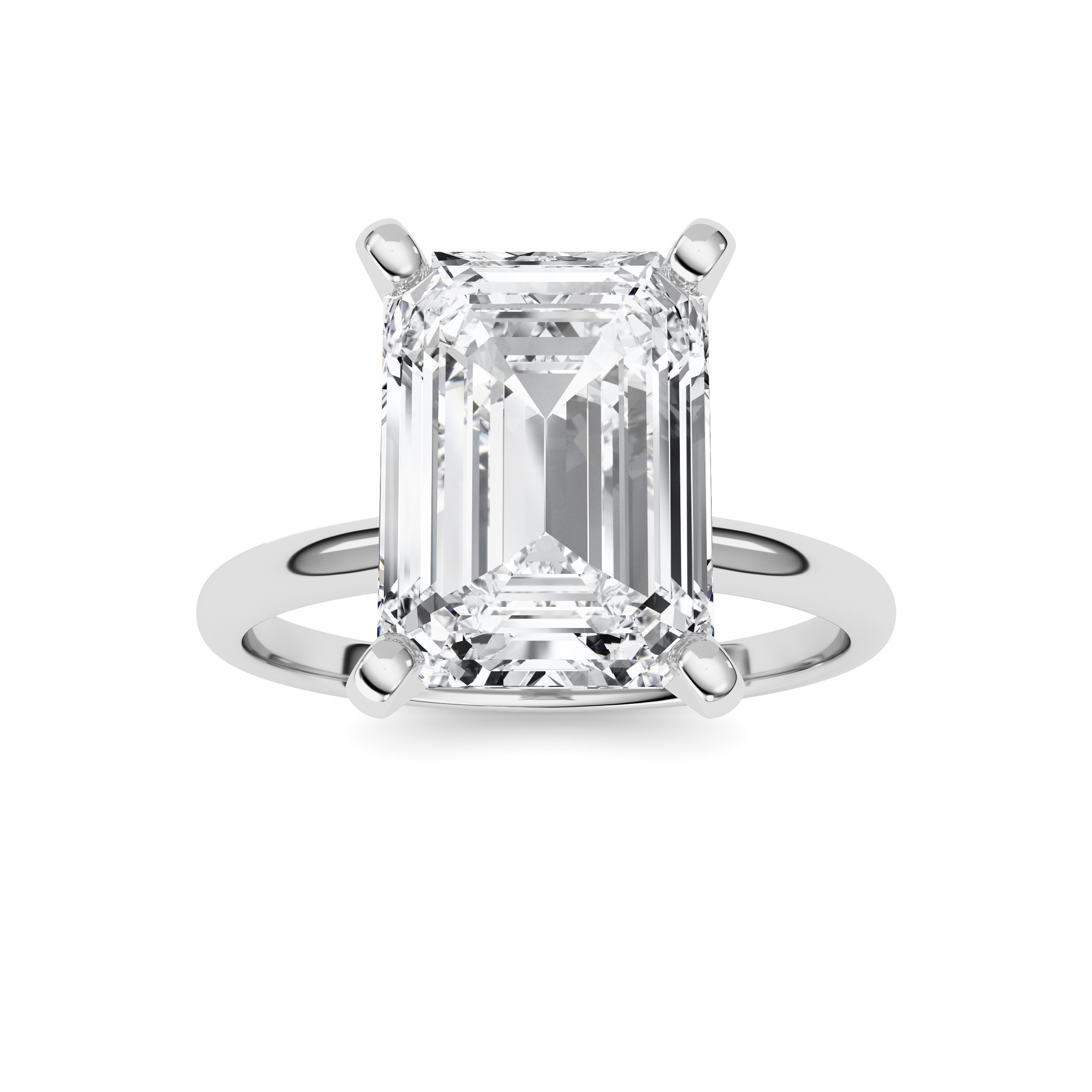 4Cttw Emerald Shaped Lab Grown Diamond Classic Solitaire Ring in 14K Gold (F/VS)