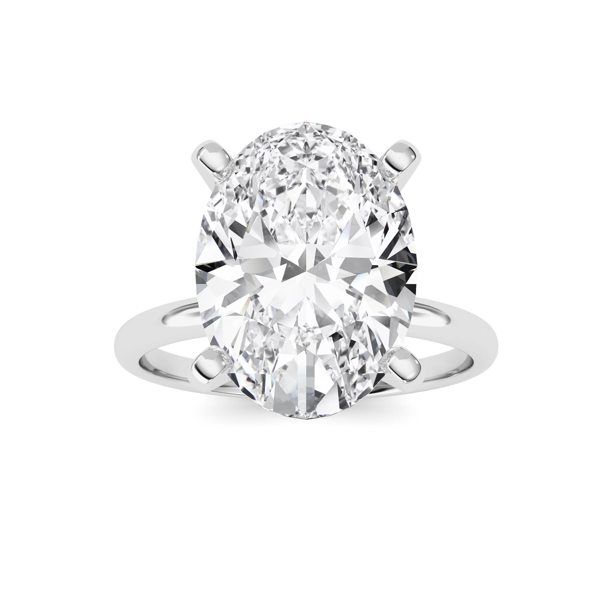 4Cttw Oval Shaped Lab Grown Diamond Classic Solitaire Ring in 14K Gold (F/VS)