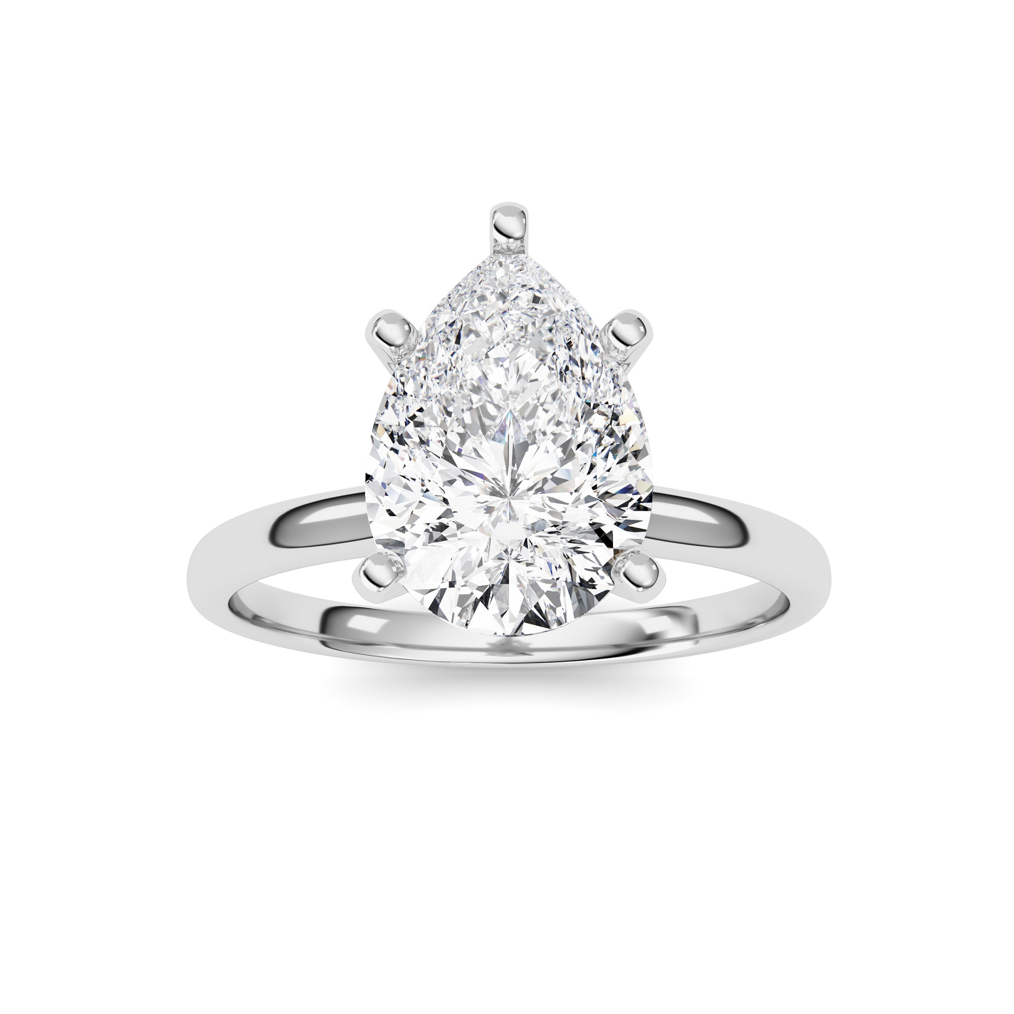 2.00 CT Pear Diamond Ring in 14K White Gold